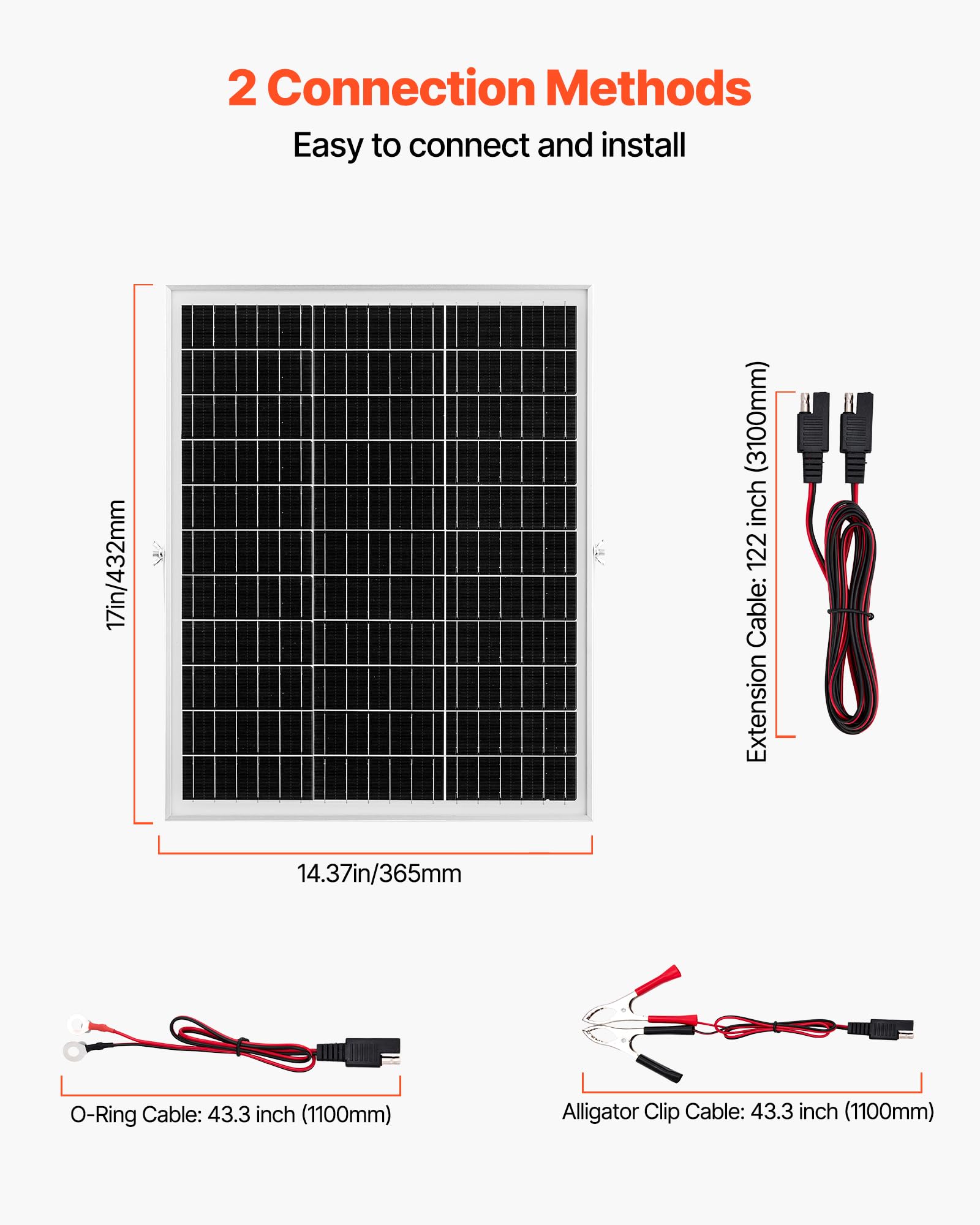 VEVOR Caricabatteria Solare 25 W 12 V, Pannello Solare Monocristallino Regolatore MPPT da Esterno, Staffa di Montaggio Regolabile, Impermeabile IP67, Kit Caricabatteria Solare per Auto Barche Camper