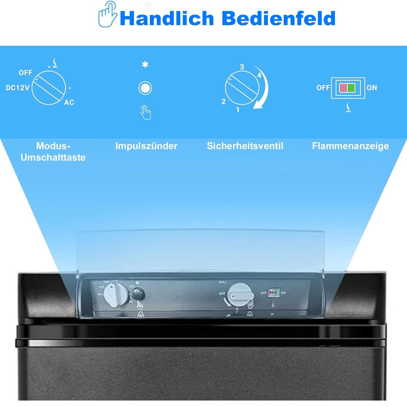 Gas Kühlschrank 60L, Camping Kühlschrank Gas 12V 230V, Wohnmobil Kühlschränk, Absorber Kühlschränk Gäs für Haus, Outdoor, Camping, Schwarz