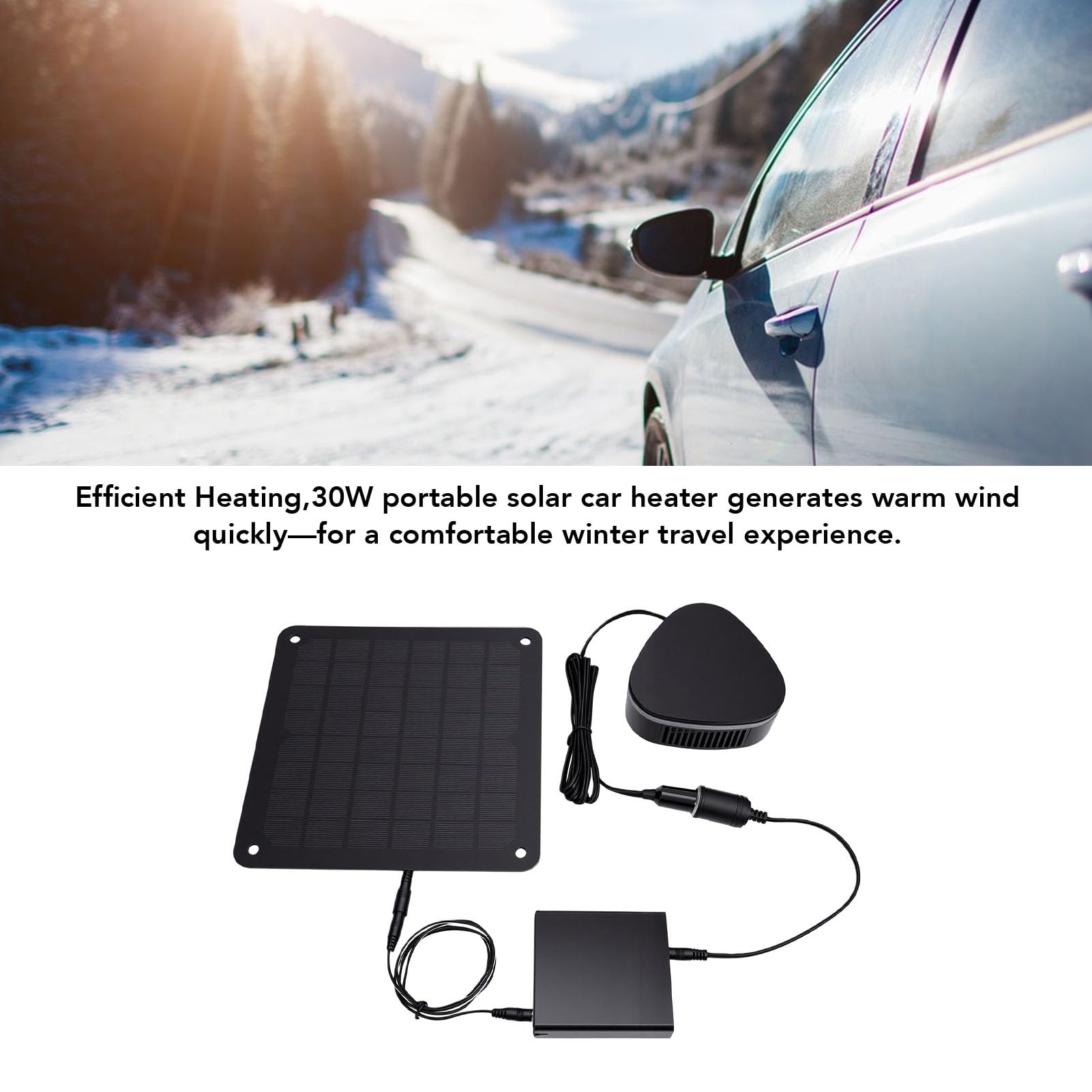 SUNGOOYUE 30W Solar Heater Tragbarer Autoventilator, Überhitzungsschutz für