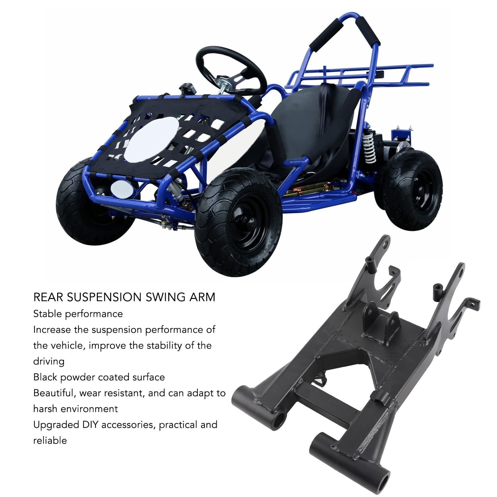 TOPINCN Sospensione Posteriore Forcellone Nero Rivestito per ATV Go Kart UTV Quad Bike Durevole Metallo Modifica FAI DA TE