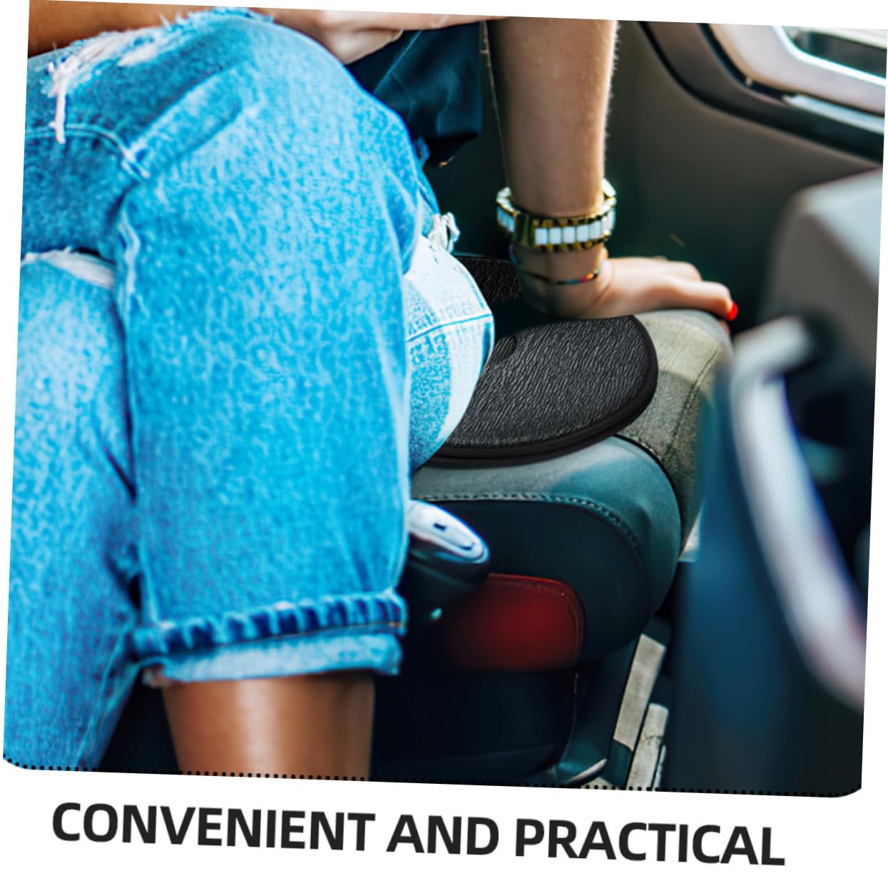 Mobestech Coussins de Siège Pivotants Installation Rapide Lot de 2 pour Voiture 360° en Tissu Noir et Beige, Confortables pour Femmes Enceintes