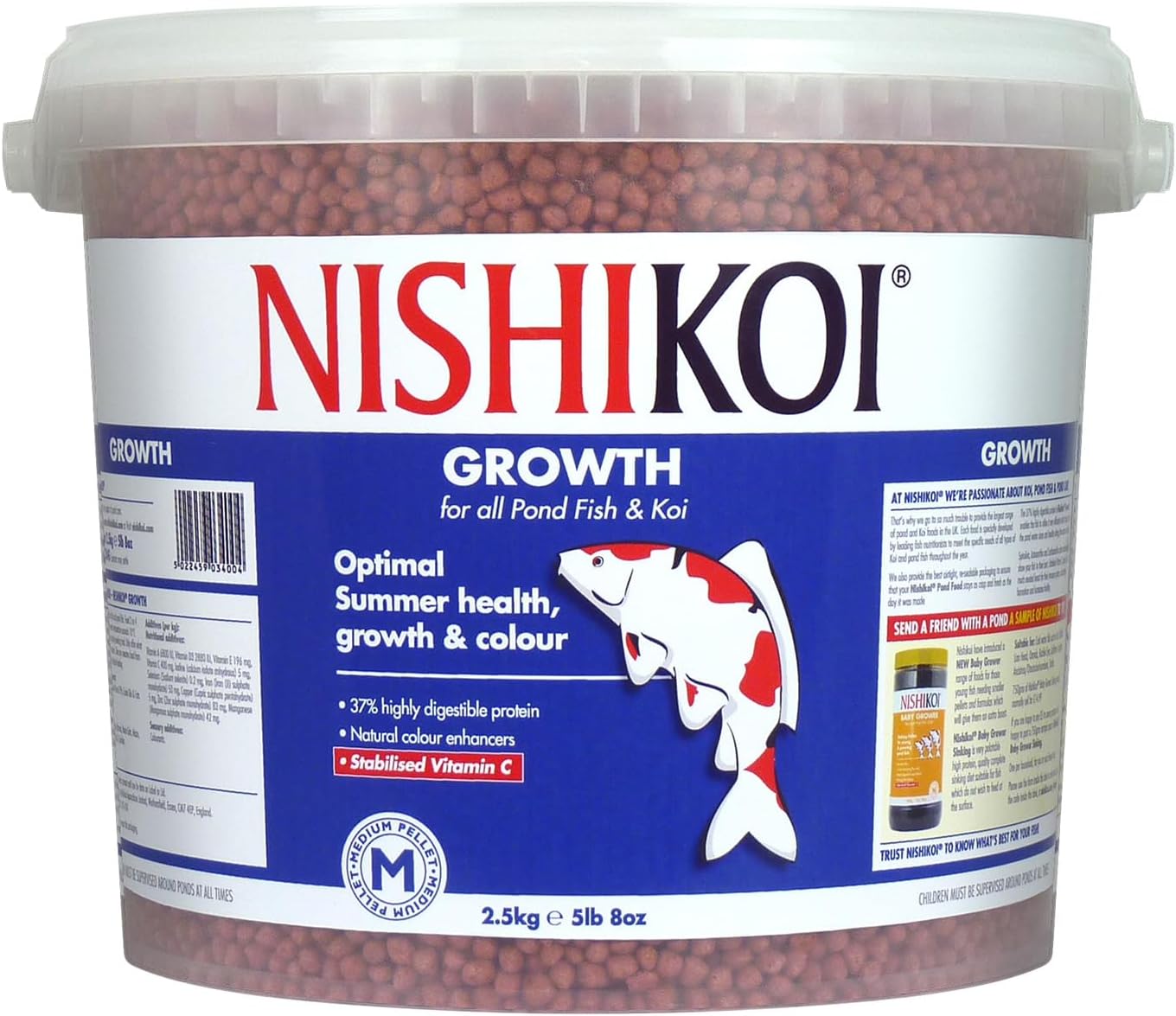 Nishikoi Growth Complete Food for Koi and Pond Fish - Medium Pellets - 2.5kg