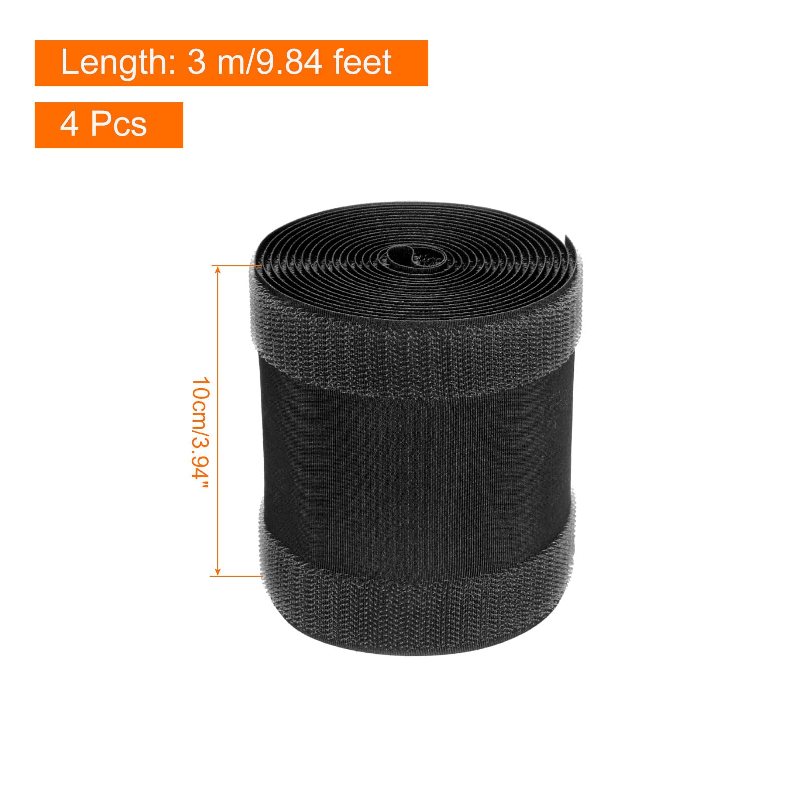 QUARKZMAN Tappeto Copri Cavo 9.8 Ft x 4" Presa Pavimento Cavo Protettore Gestione per Commerciale Tappeto e Anello Stile Tappeti Prevenzione Inciampo Nylon Poliestere Miscela Nero 4pz