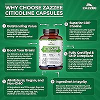 Vista 7 de Zazzee Extra Strength Citicoline, 500 mg per Serving, 100 Vegan Capsules, Superior CDP Choline Form, 100% Vegetarian and Pharmaceutical Grade