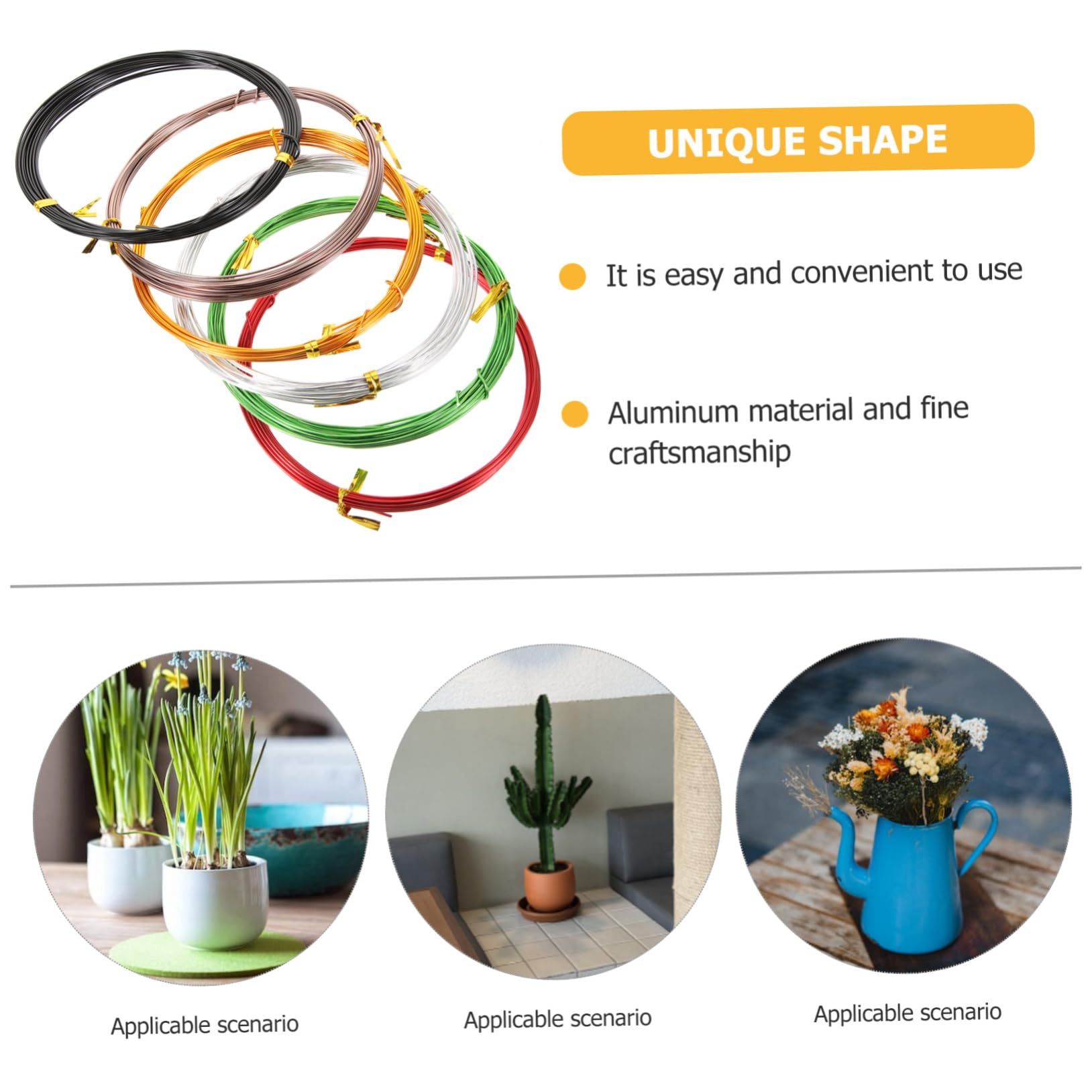 Mikikit 6Pcs Colored Aluminum Bonsai Wires Anodized Wire for DIY Tree Shaping Flexible and Durable Gardening Tools