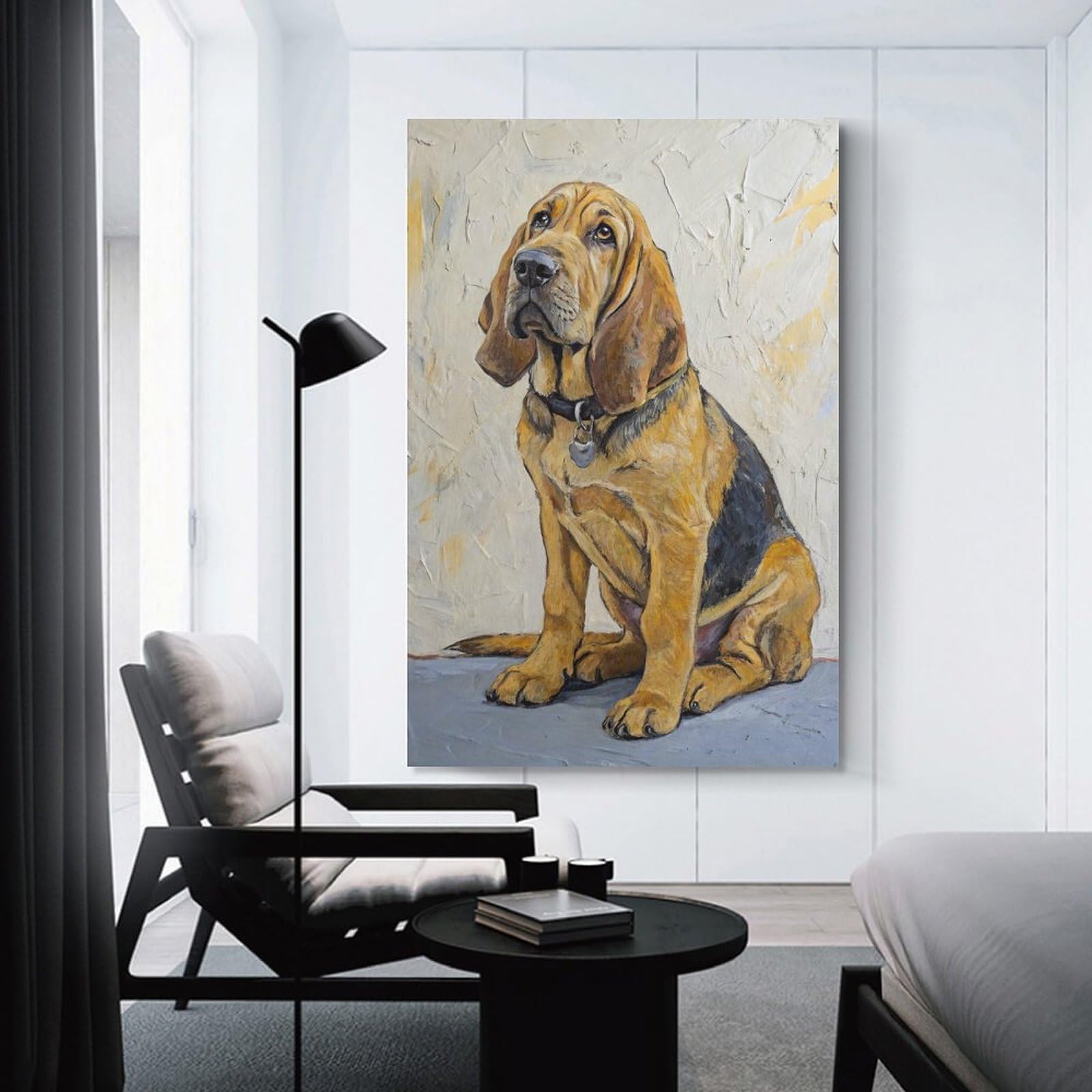 Junmoney Bloodhound Dog Portrait Wall Art Print 24x36inch(60x90cm), for Hallway, Entryway Or Landing, Wall Decor to Refresh Empty Corners, for Cosy Room Updates