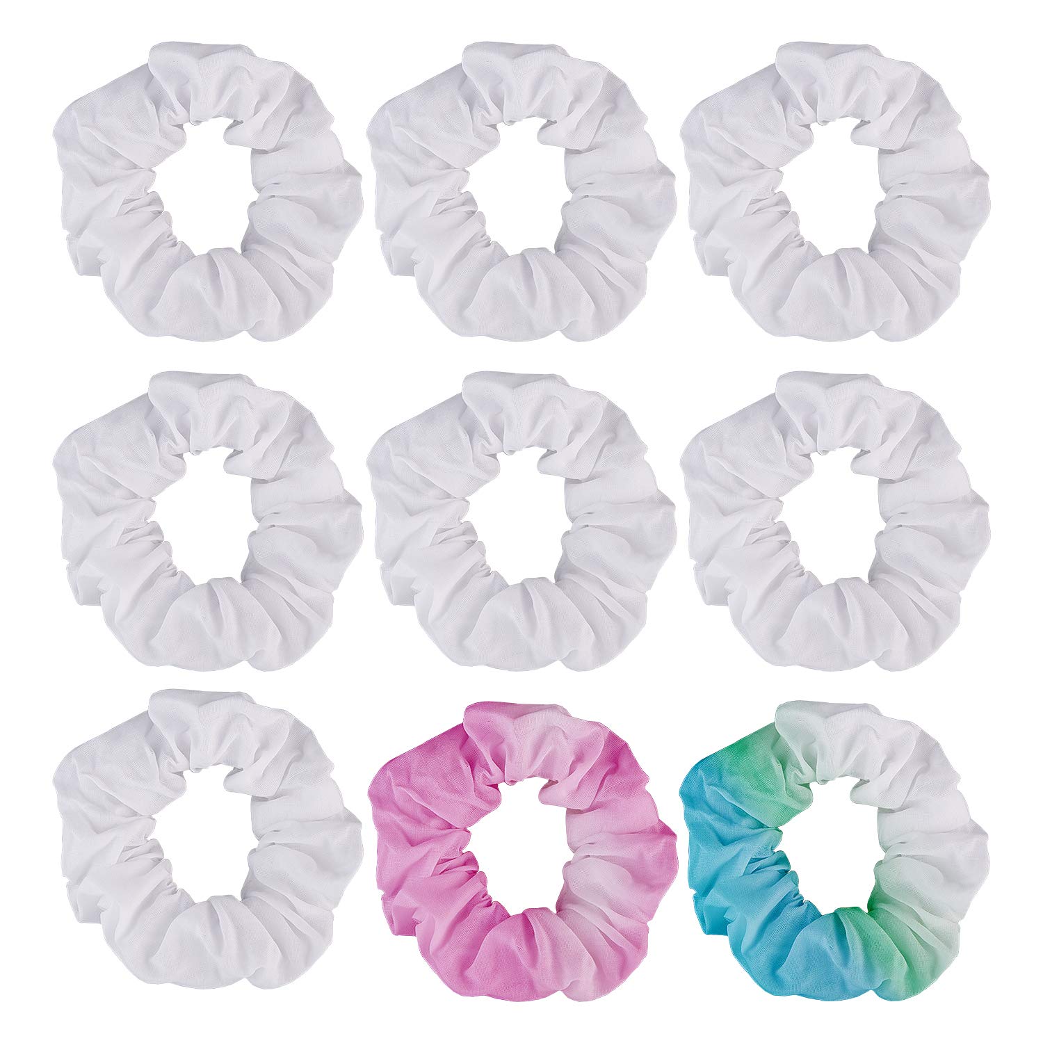 LUTER 15pcs Cotton Scrunchies Elastic Hairbands Seamless Ponytail Holders Solid Hair Ties White Scrunchies for Tie Dye, Hair Strapping, Hair Dress Supplies (White)
