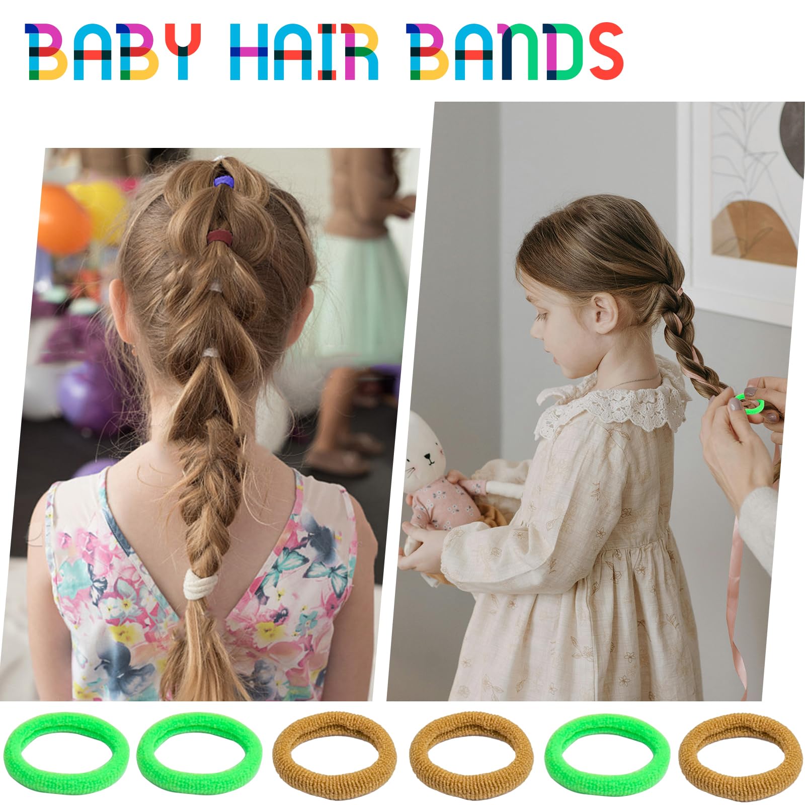 Roellgs 200 Pcs Baby Hair Bands, 8 Colors Girl Hair Bobbles Candy Color - Image 3