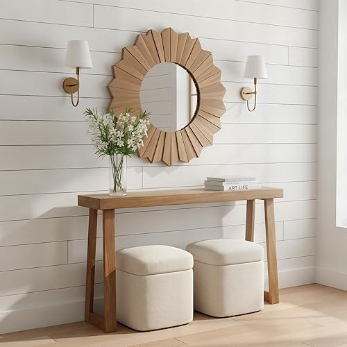 Miniatura 9 de Plank+Beam Mesa consola de madera maciza, 46 pulgadas, mesa de sofá, mesa de entrada estrecha para pasillo, detrás del sofá, sala de estar, Nuez