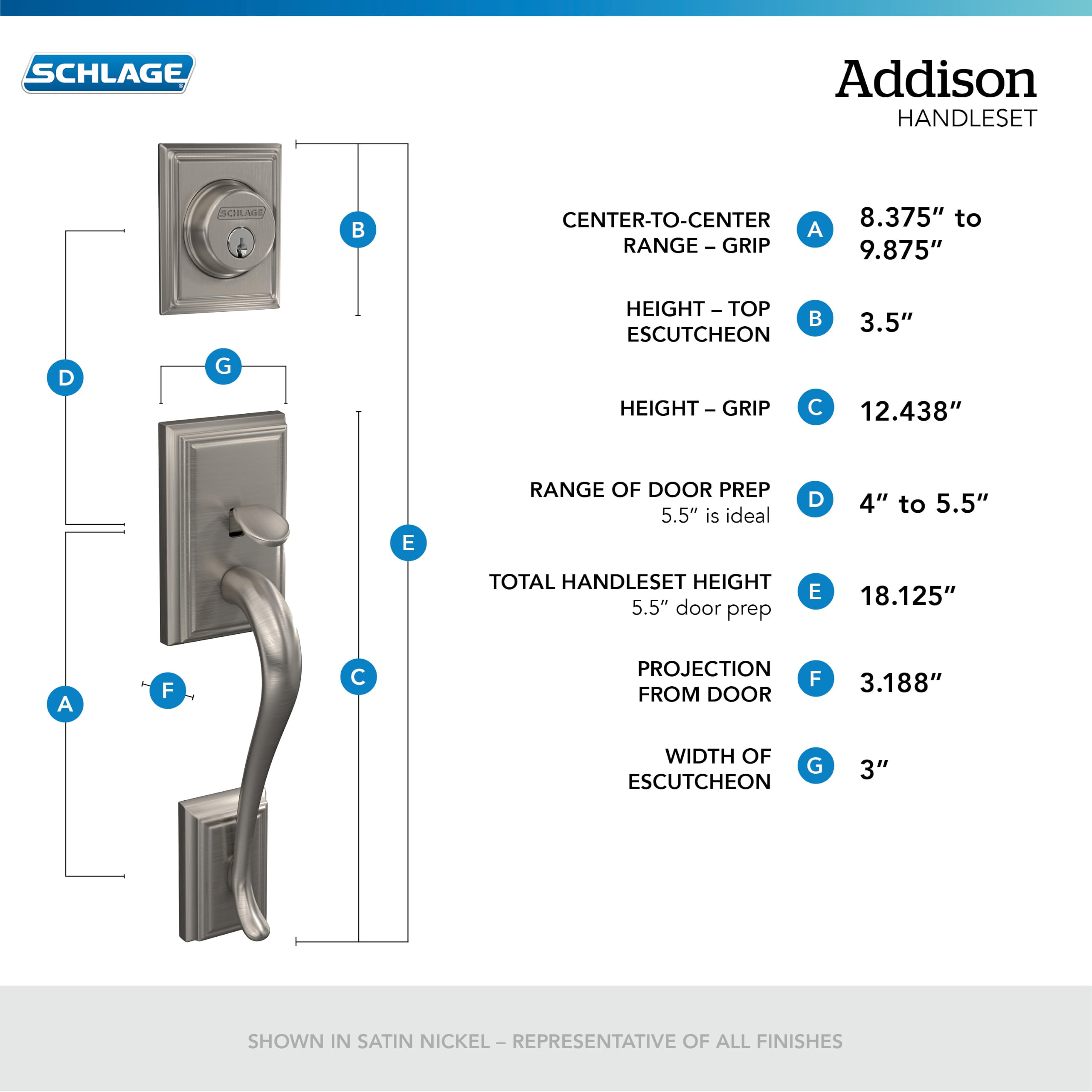 Schlage Addison Handleset Georgischen düğme, iç, F60 ADD 716 GEO