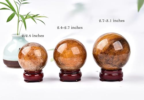 Miniatura 10 de AMOYSTONE Bola de turmalina negra natural, esfera de cristal de cuarzo negro con base de madera