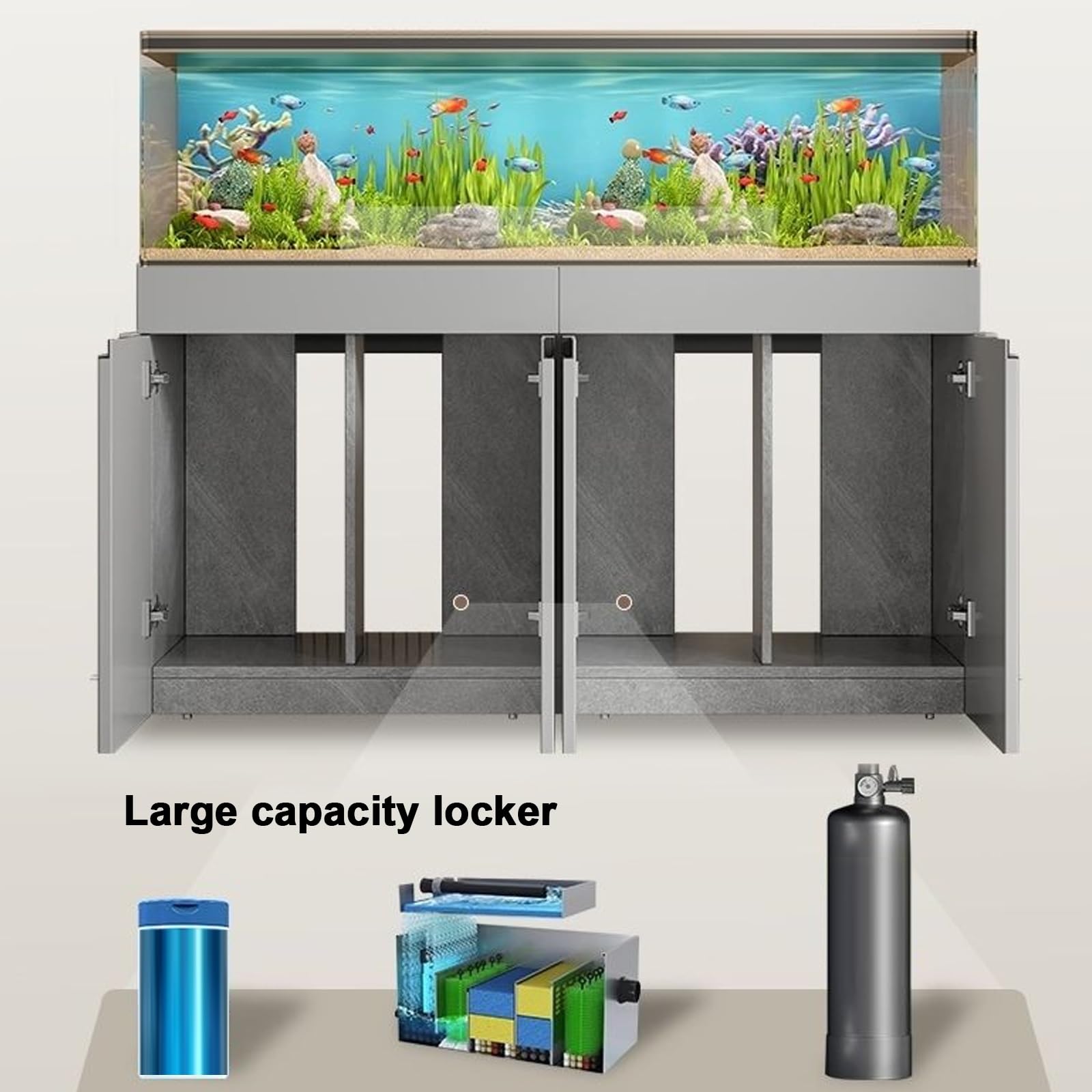 Meuble Pour Aquarium En Bois, Support Pour Reptiles, Étagère Avec Panneau Arrière Perforé Et Grand Espace De Rangement Pour Accessoires.(Gray,80cm/31in)