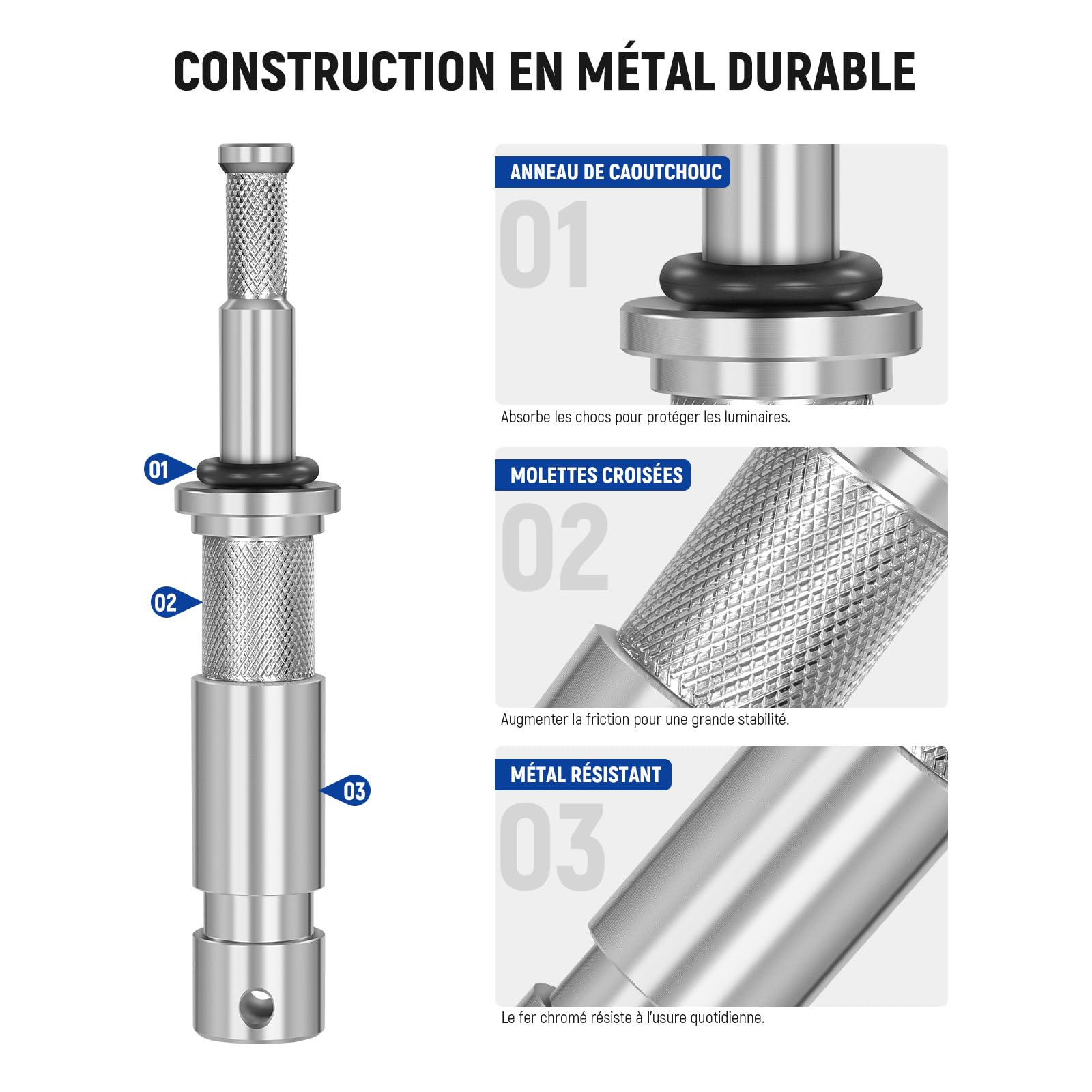 NEEWER Adaptateur Junior vers Baby Pin, Goujon Mâle Junior 1-1/8"/28mm à 5/8"/16mm Goujon Bébé Mâle Adaptateur pour Support C, Support d'éclairage Robuste, Pince TV, Base de Tortue, UA027