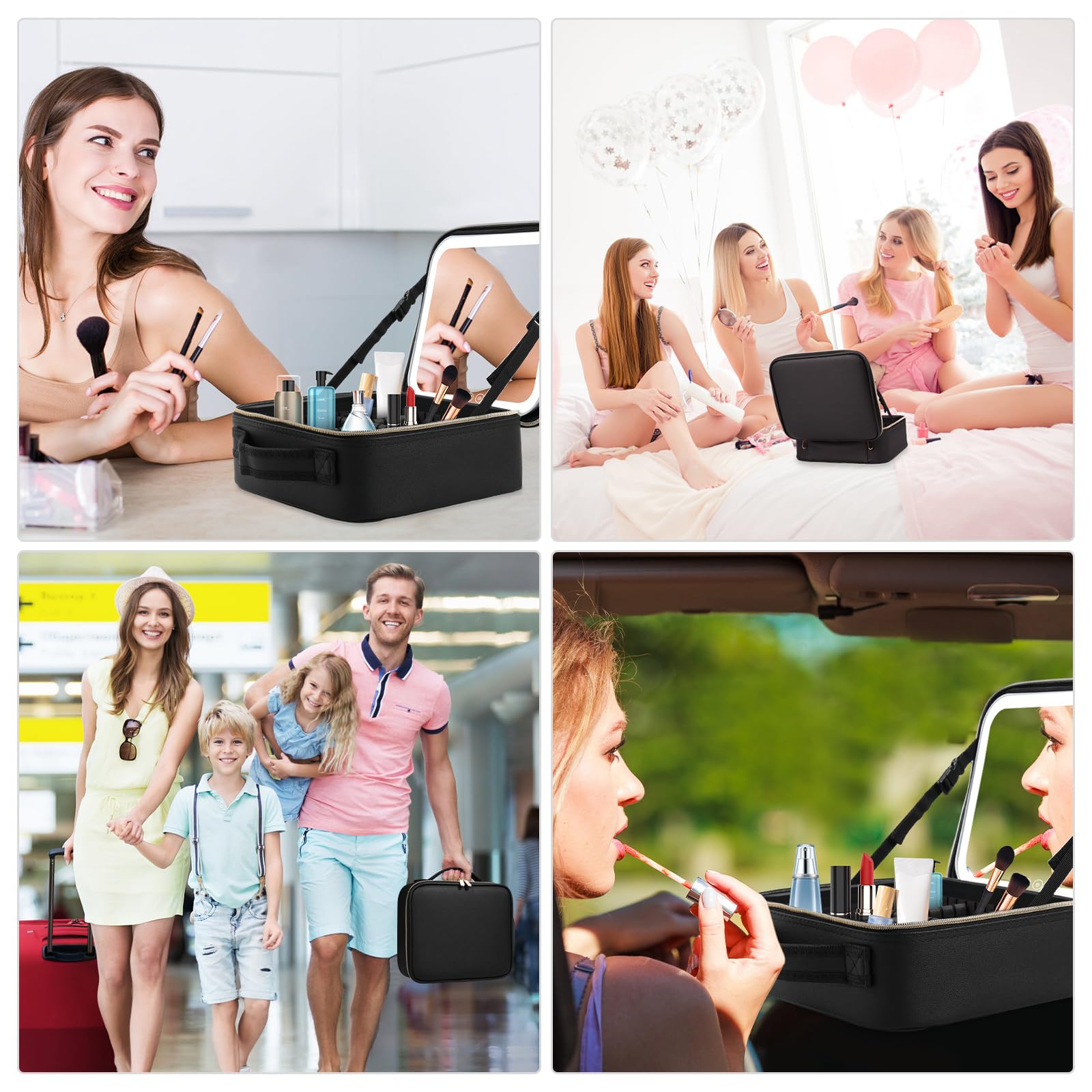 Brrnoo Organizer per Borsa per il Trucco con Specchio LED, Borsa per