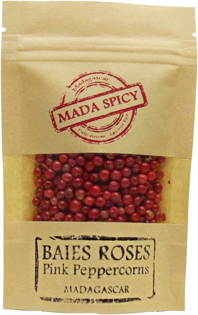 Madagascar whole pink peppercorns 2.5 oz in eco-friendly zippable bag. “Grade A gourmet quality”