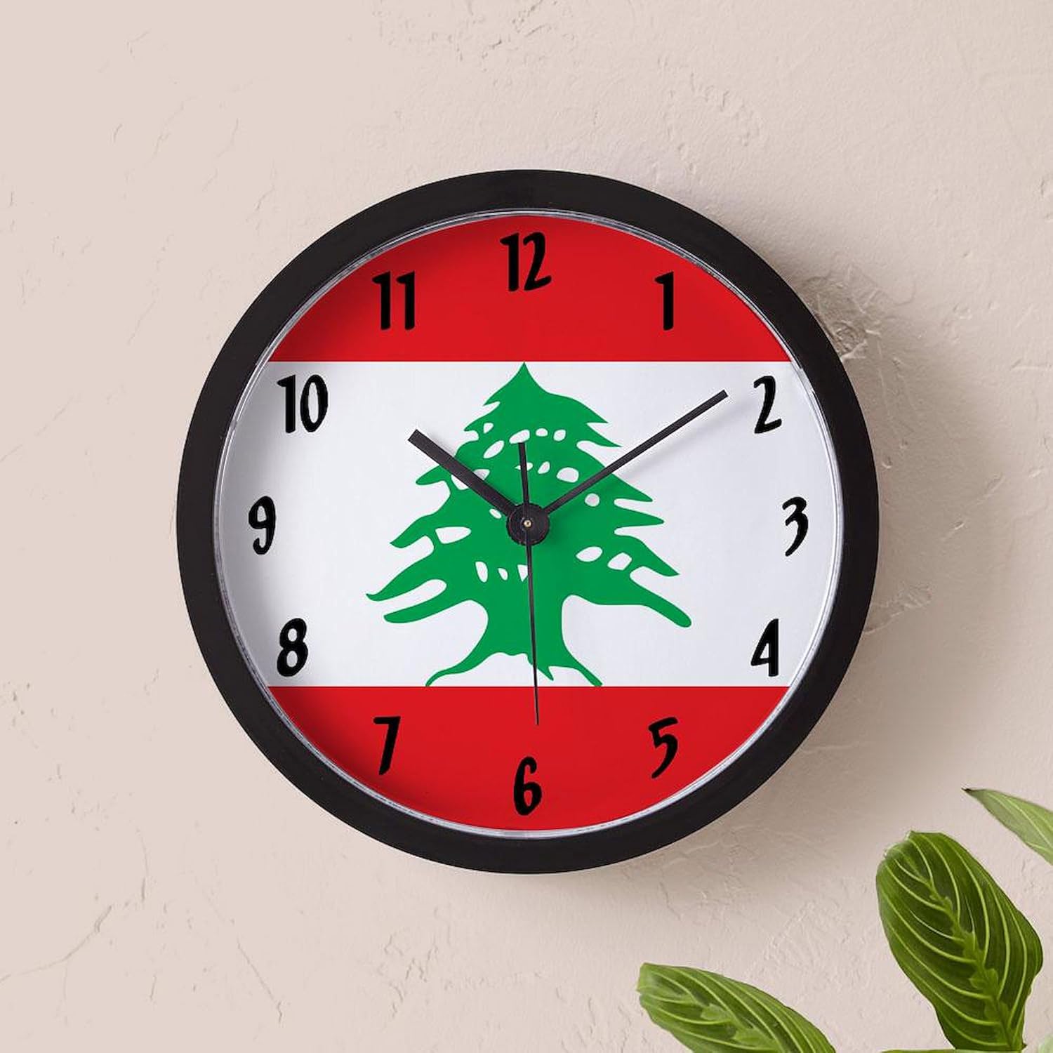 CafePress Flag of Lebanon 10" Wall Clock for Livingroom, Kitchen, or Office
