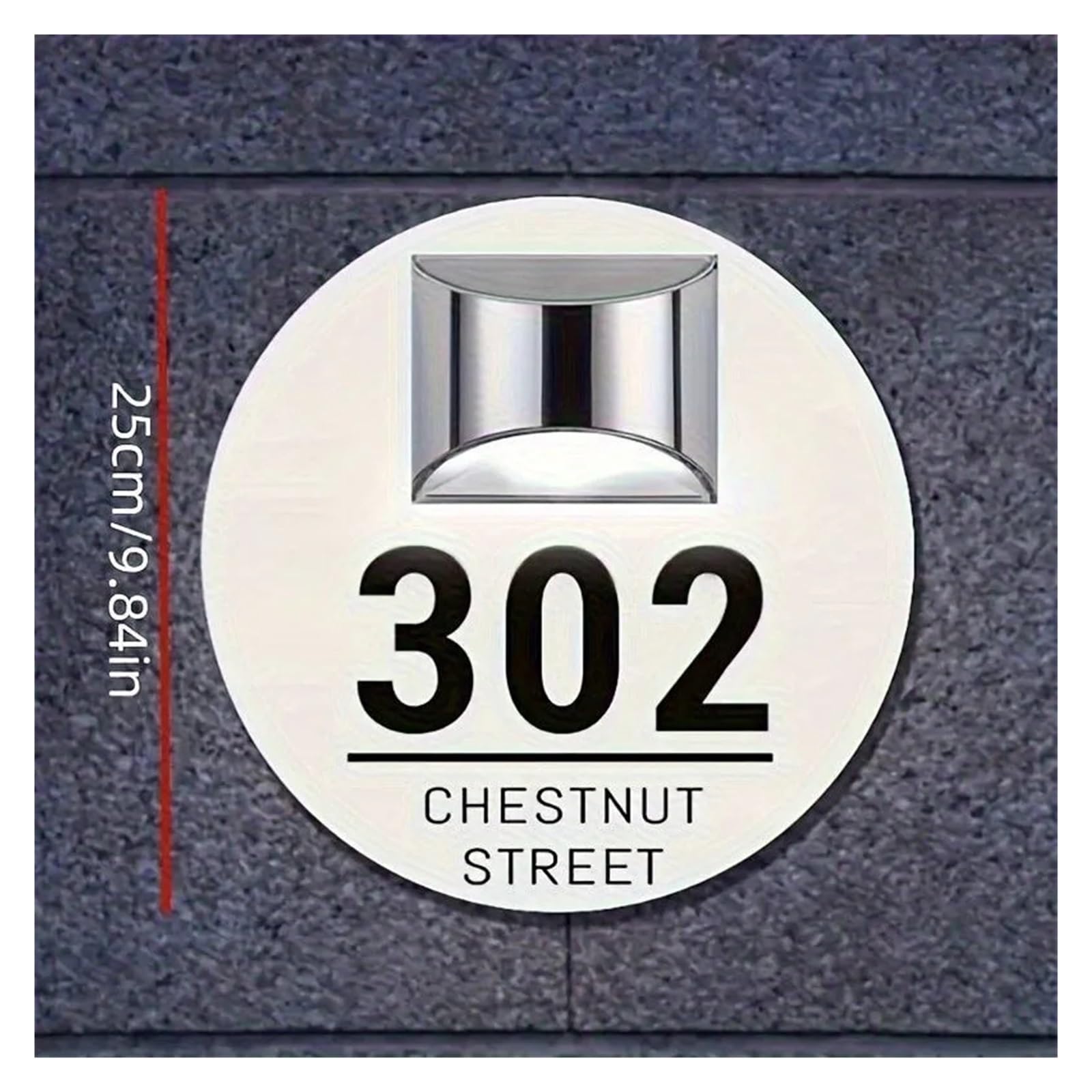 1pc Solare Acrilico Numero Civico Segno Incisione Cava Indirizzo Targa Porta Impermeabile for Decorazioni for La Casa All'aperto(White Black,25x25cm)