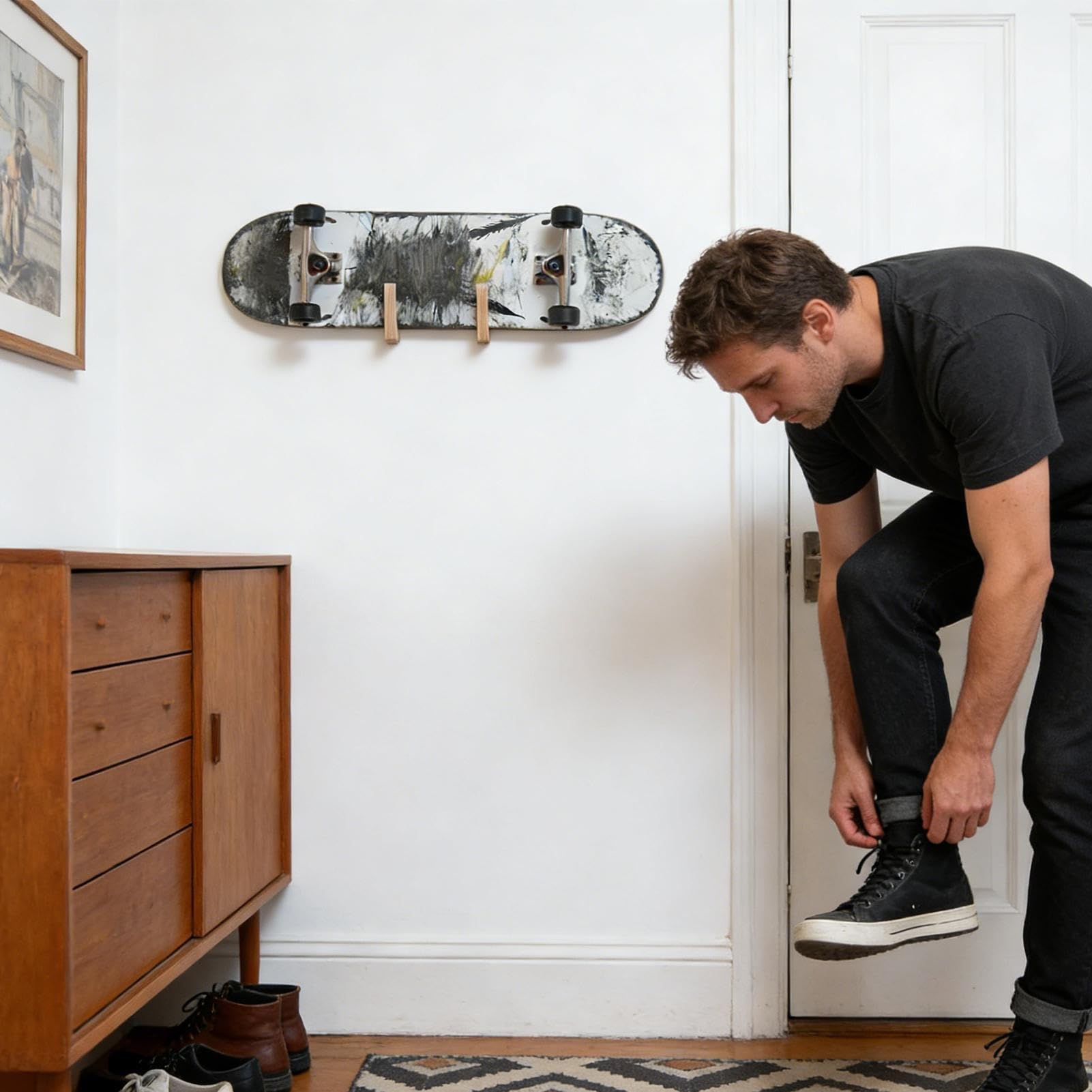 Genérico Soporte De Pared Para Tabla De Skate, 1 Par Estante Exhibidor Ahorrador De Espacio Para Skateboard Y Snowboard Hogar Oficina