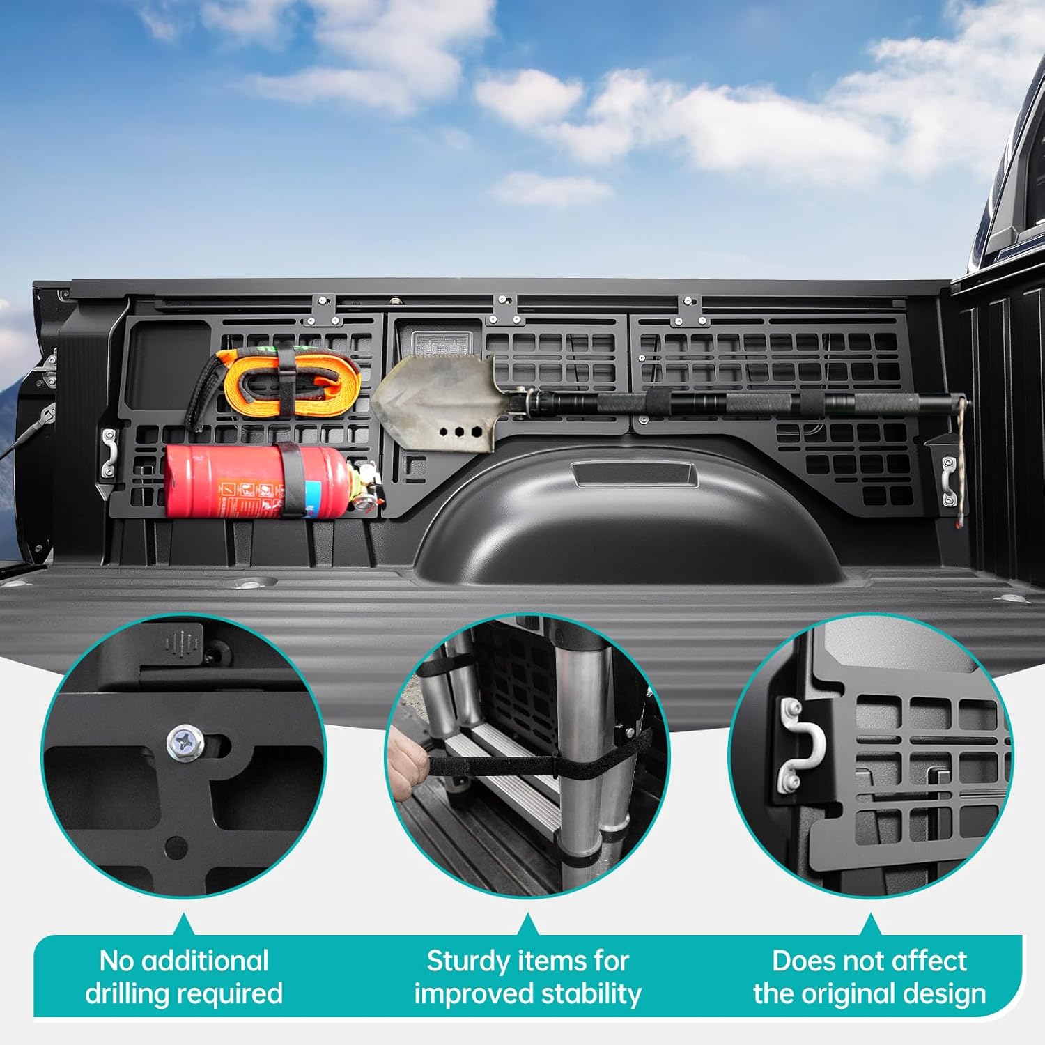 Side Truck Bed Molle Panel Rack System Compatible with 2022 2023 2024 2025 Toyota Tundra 5.5FT Accessories Cargo Storage Organizer Tools Rack Fit for 22-25 Toyota Tundra Accessories