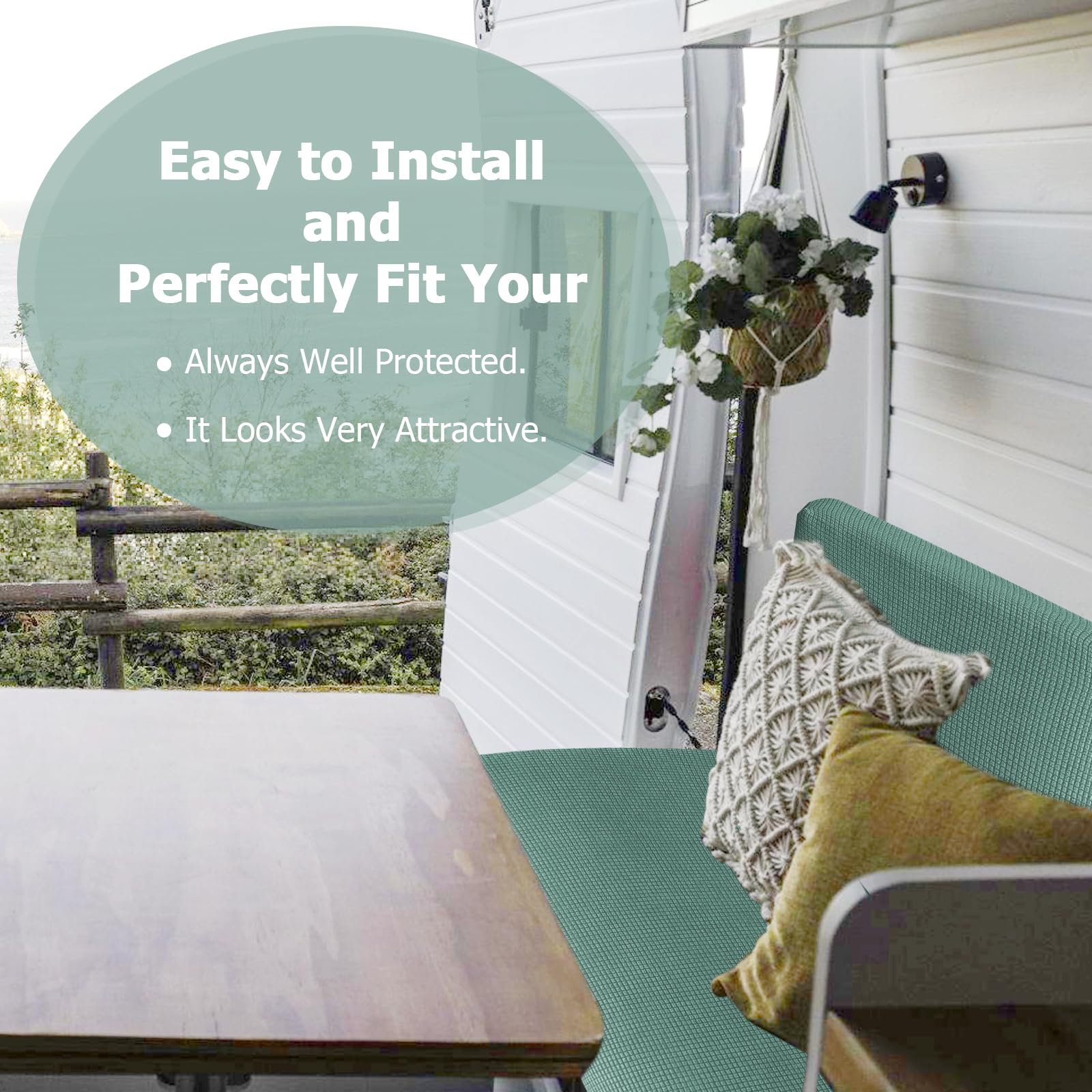 Housses Lavables Remorque Housses De Coussin Pour Table De Salle à Manger Camping-car - Lot De 2 - Bleu Marine - Lavable Et Antidérapant Housses Meubles Camping-car