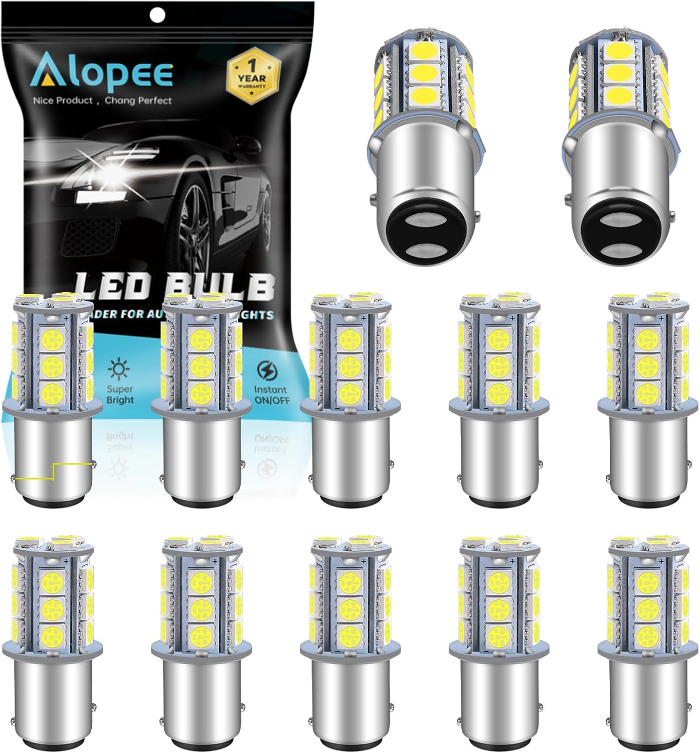 Alopee 12 Pack 1156 LED Bulb White 1141 LED Bulbs RV Interior Lights DC 12V 1156 Bulb Replacement for BA15S P21W 7506 1003 93 5007 5008 LED Bulb Camper Trailer Boat RV Light Bulbs 5050 18SMD