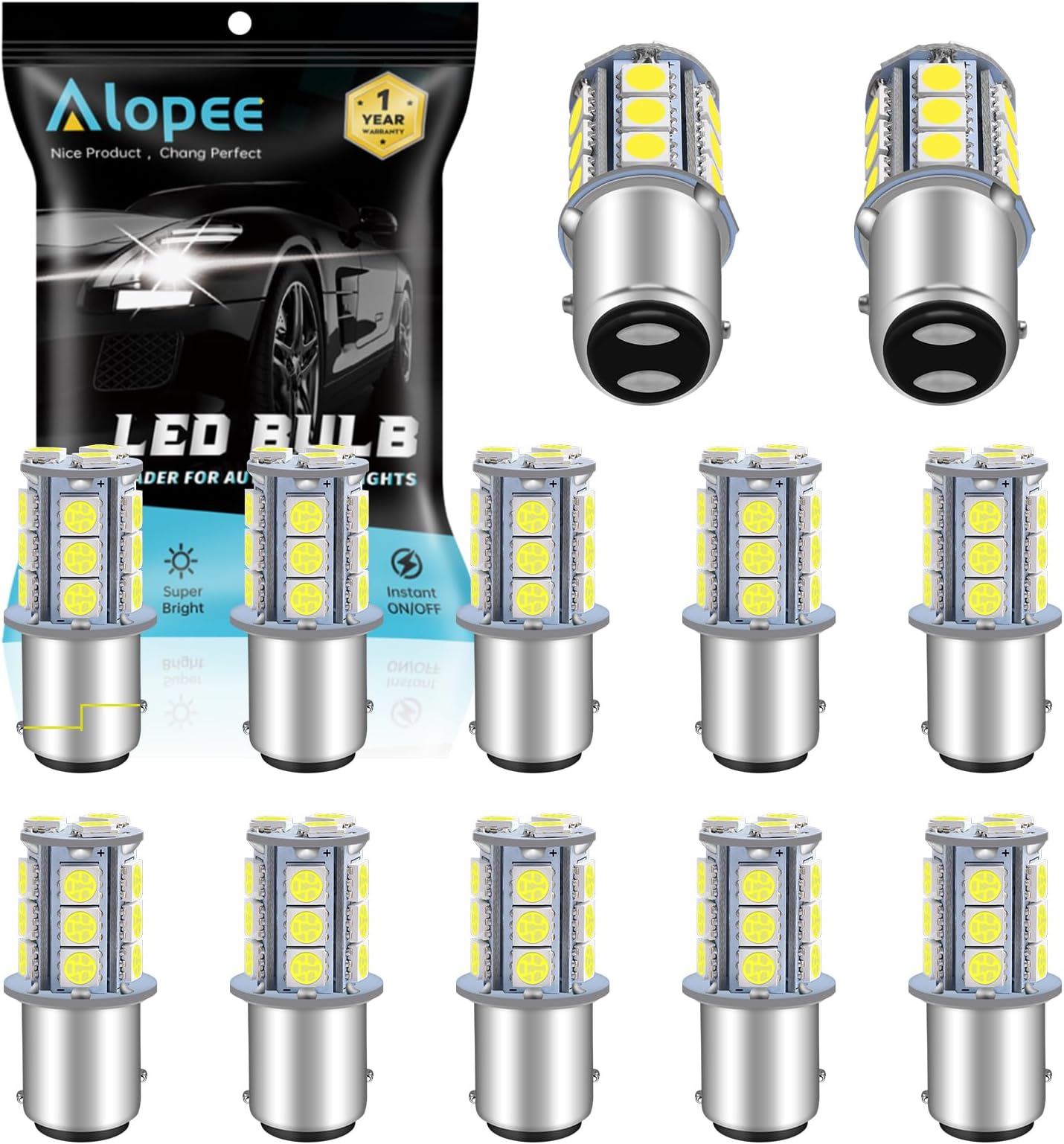 Alopee 12-Pack 1157 Led Bulb White Reverse Light Bulb 2357 Brake Light Bulb R...