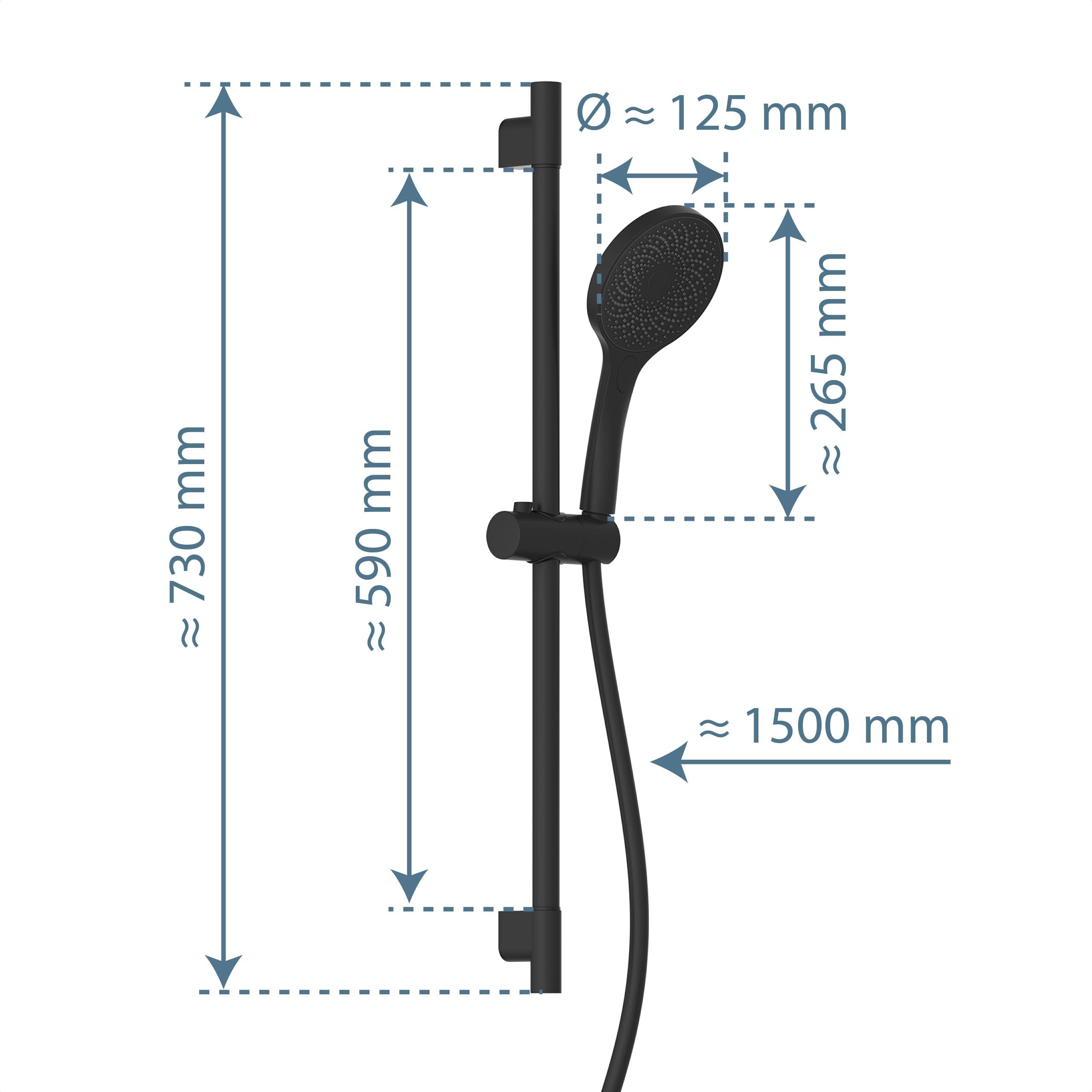 Schütte Capri 64996 - Barra de ducha y alcachofa de ducha con cabezal ajustable en 3 posiciones, juego de ducha con columna de ducha, cabezal de ducha con manguera y soporte, panel de ducha de lluvia,