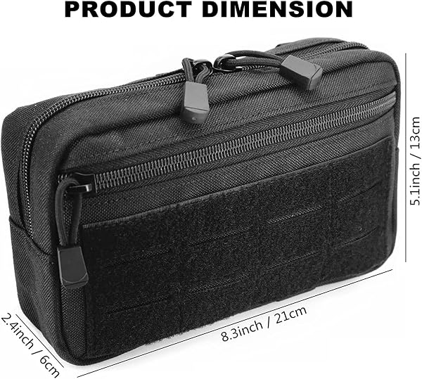 Tactical Molle Pouch, EDC Utility Belt Pouch, Multipurpose Military Waist Packs for Tools, Small Equipment Organizer for Outdoor Sports, Black/White, tactic - 2