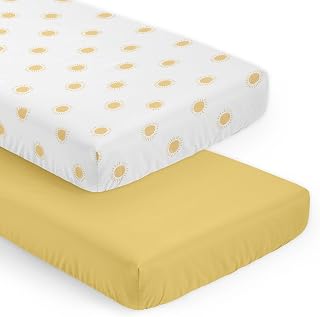 Sweet Jojo Designs mustard and white crib sheets