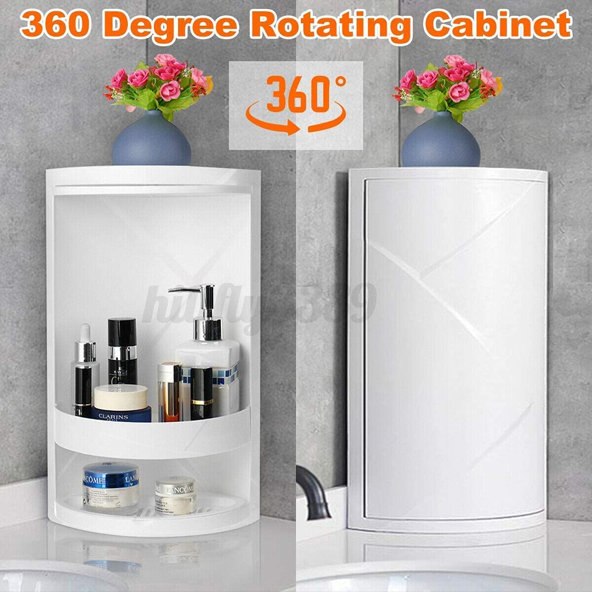 VBM Bathroom Corner Shelf, 360 Degree Rotating Triangle Shelf, Multifunction Corner Locker Cosmetic Rotating Storage Cabinet Shelves Multi Layer Storage Rack for Bathroom Kitchen Bedroom 4