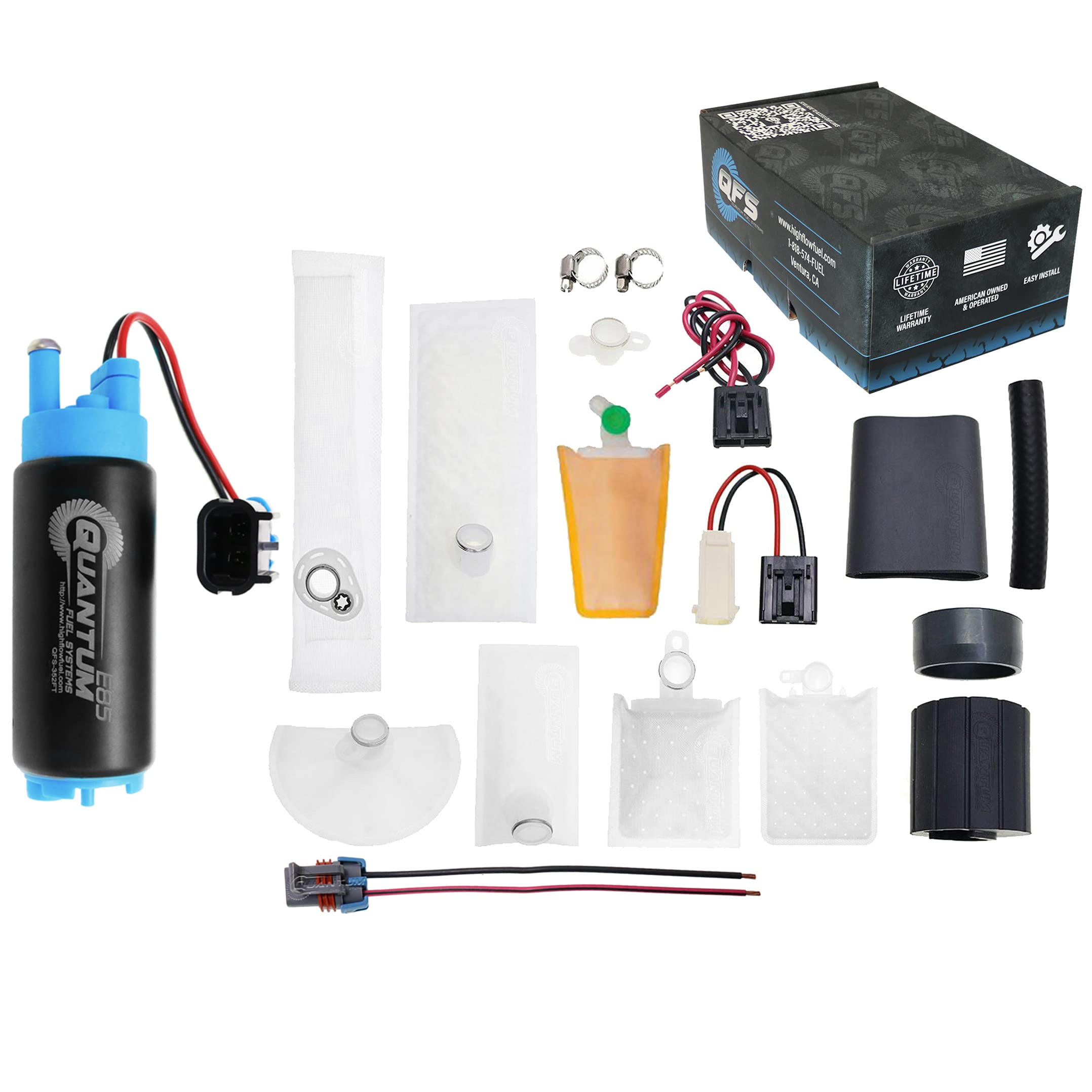 QFSEFI Performance Fuel Pump 340LPH Flextech E85 In-Tank with Universal Master Install Kit