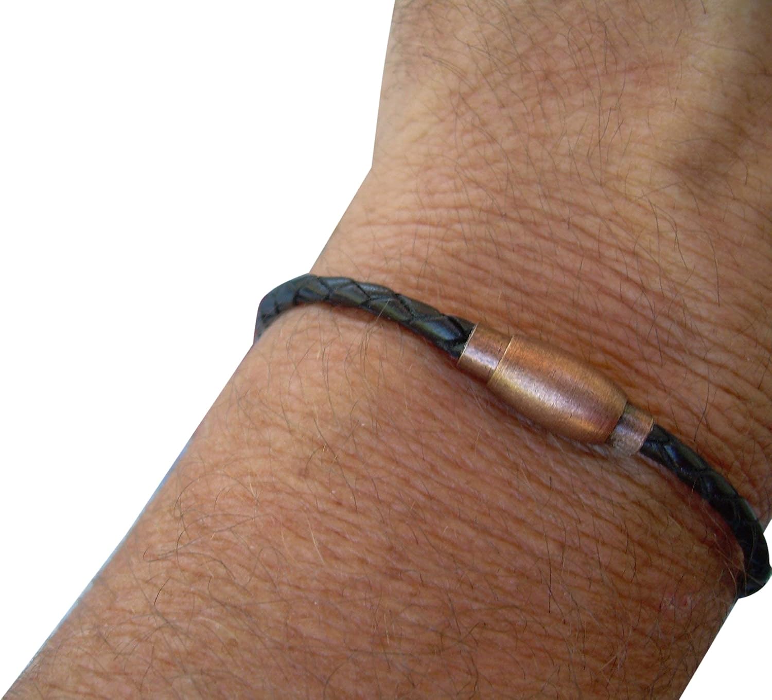 Handmade Thin Braided Leather Bracelet with Copper toned Brass Magnetic Clasp, Mens Jewelry, Mens Bracelet, Leather Bracelet, Boyfriends Gift, Mens