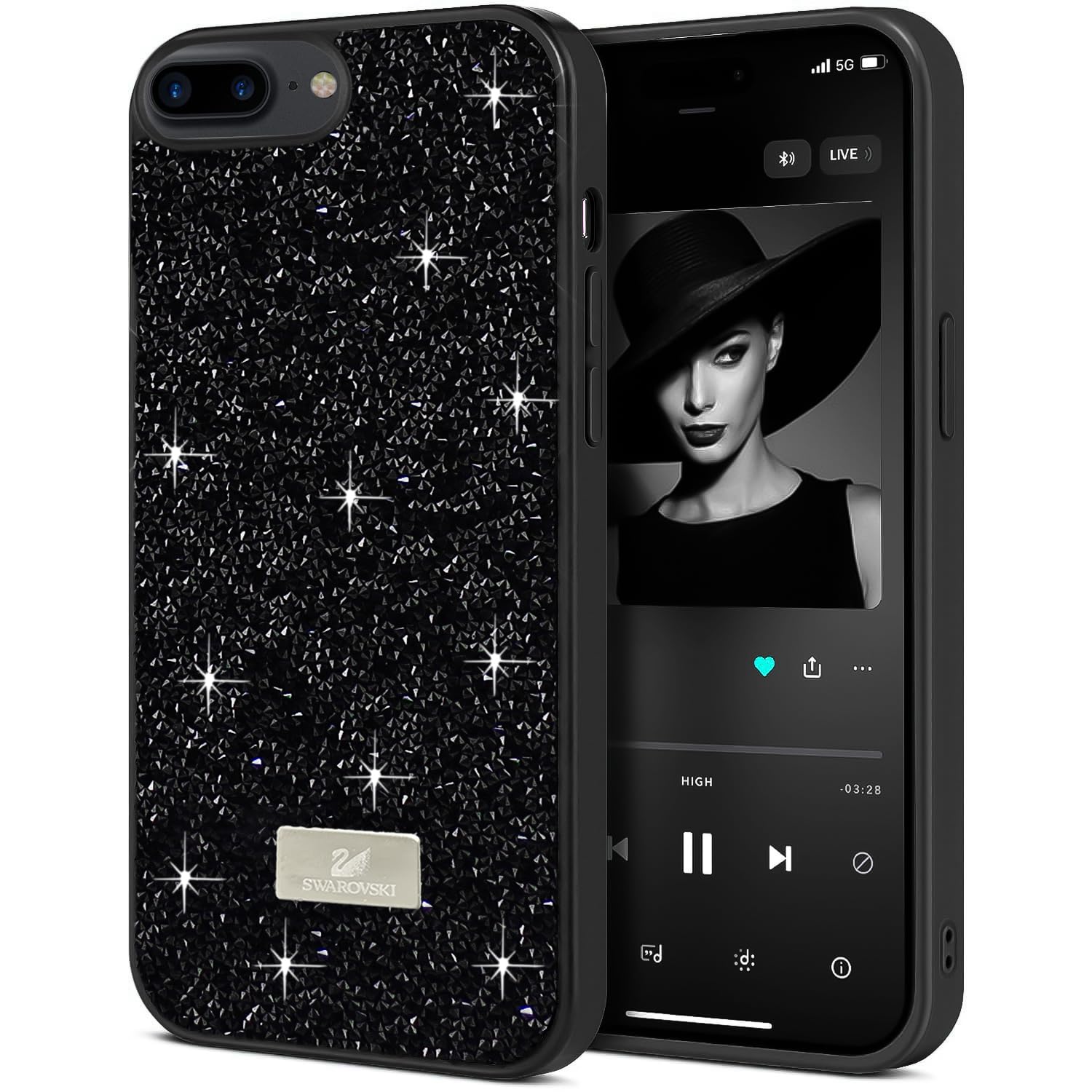 Dl3 Mobilak Case For iPhone 7 Plus/iphone 8 Plus Case Glitter, Sparkle Diamond Crystal Bling Case with Bling, Ultra Thin Lightweight Full Body Shockproof Anti-Scratch Protective Cover