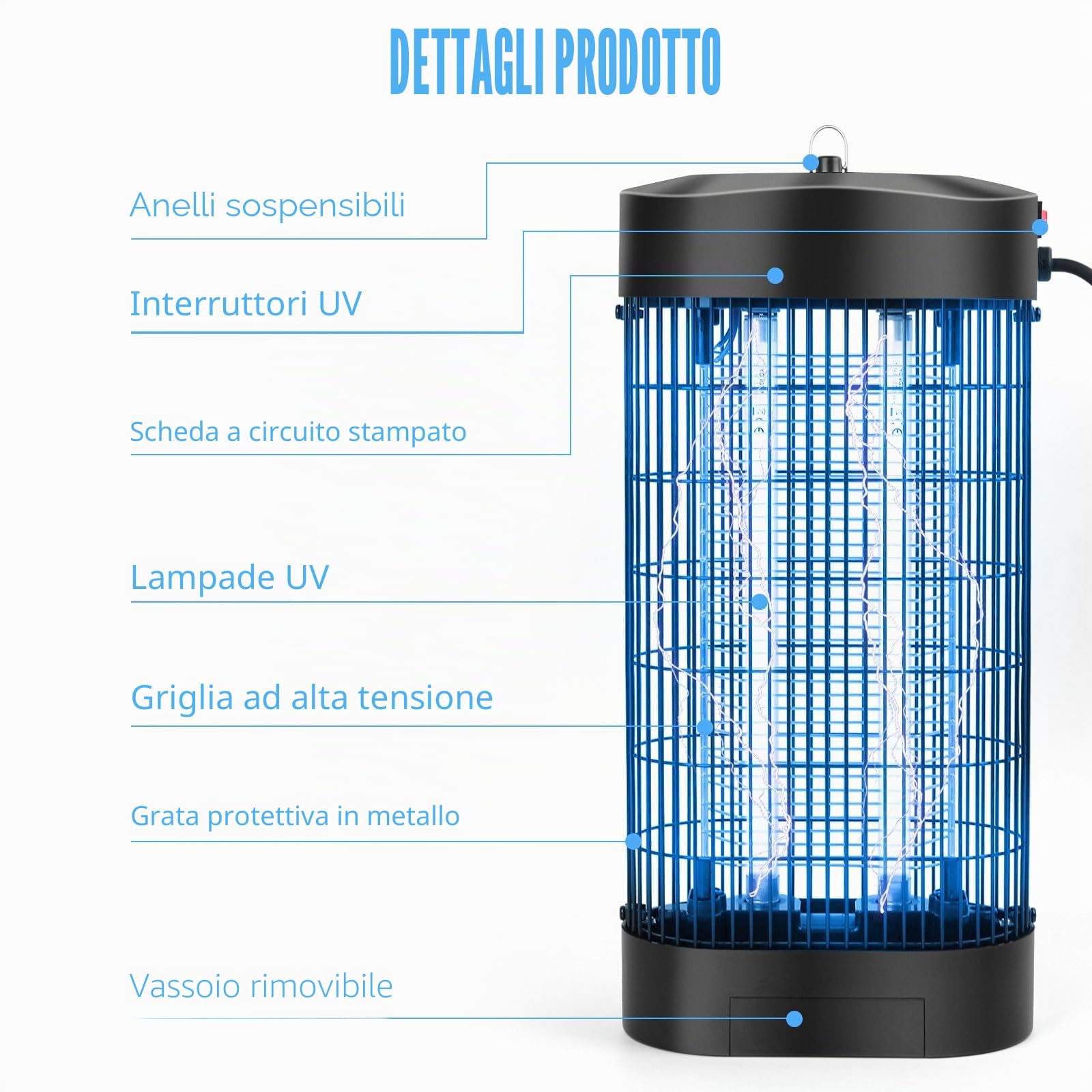 Lampada Antizanzare, Zanzariera Elettrica 18W Lampada Zanzare con UV LED, Zanzare Elettrico Silenziosa Interni Lampada Antizanzare Elettrica per Giardino Cucina Mosche e Altri Insetti Volanti