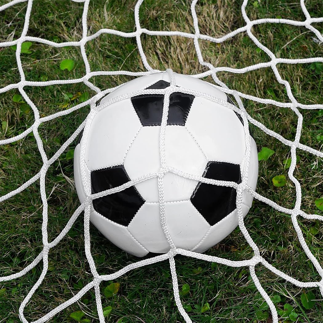 Luwint Fußballtornetz, strapazierfähiges Polyester, Ersatznetz, weiß, 4,8 x 2,1 m, Jugendliche