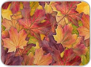 Toprint Colorful Autumn Maple Leaves Dish Drying Mat for Kitchen Counter Fall Absorbent Washable Drying Pad Countertop Dishes Drainer Mats and Protector Coffee Bar Mats 16x18 inch