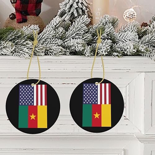 Vista 9 de Bandera de América, Camerún, América, América, América, con encanto, adornos colgantes para árbol de Navidad, 2.9 pulgadas, decoración del hogar
