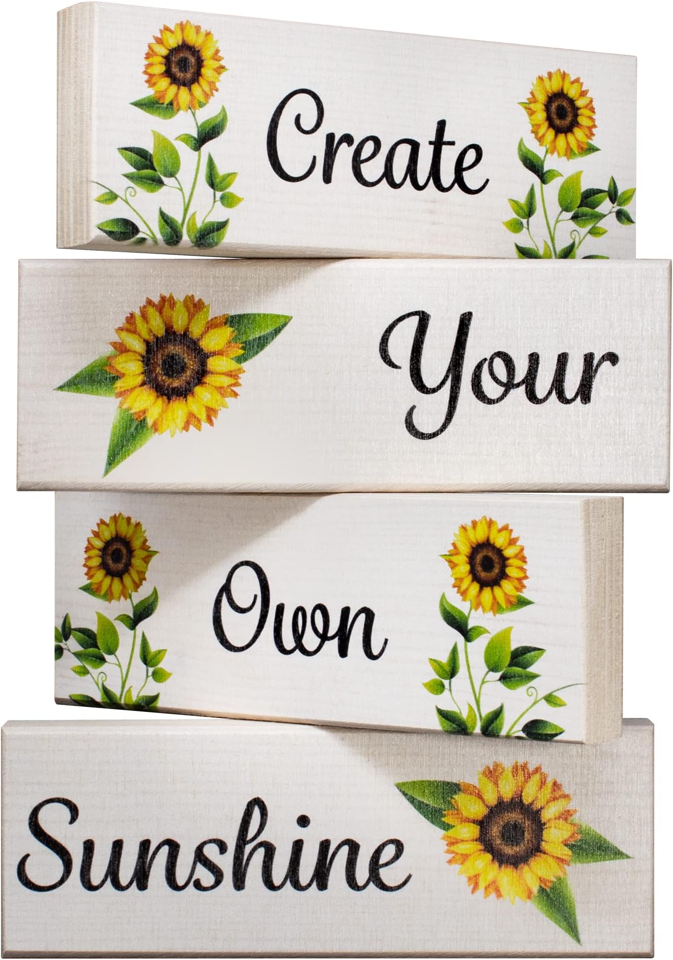 JennyGemsSunflower Sunshine Decor Signs Gifts, Create Your Own Sunshine, Modern Farmhouse Tiered Tray, Tabletop Centerpiece Decoration Accent, Set Made in USA