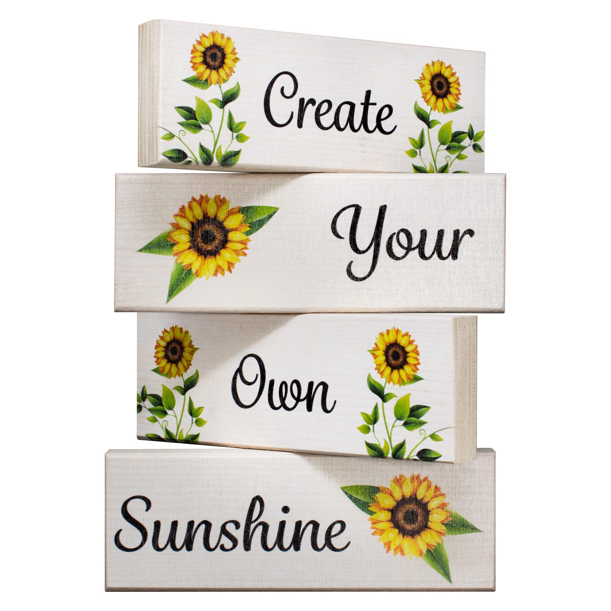 JennyGemsSunflower Sunshine Decor Signs Gifts, Create Your Own Sunshine, Modern Farmhouse Tiered Tray, Tabletop Centerpiece Decoration Accent, Set Made in USA