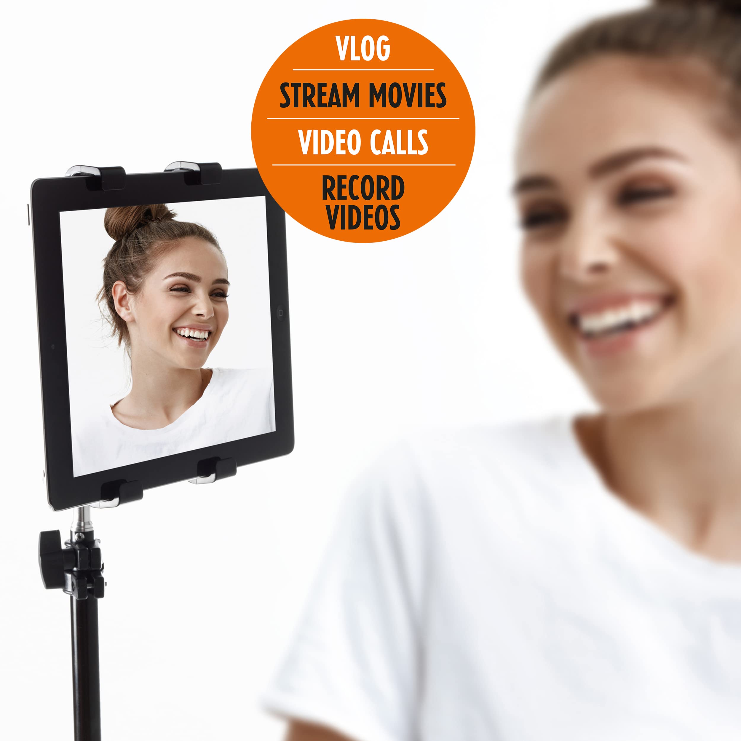 Soporte para tablet y teléfono con trípode Intempo EE5964BLKSTKEU Sync, extensible hasta 2M, soporte ajustable de 360 grados, diseño manos libres, perfecto para llamadas de vídeo y vídeo