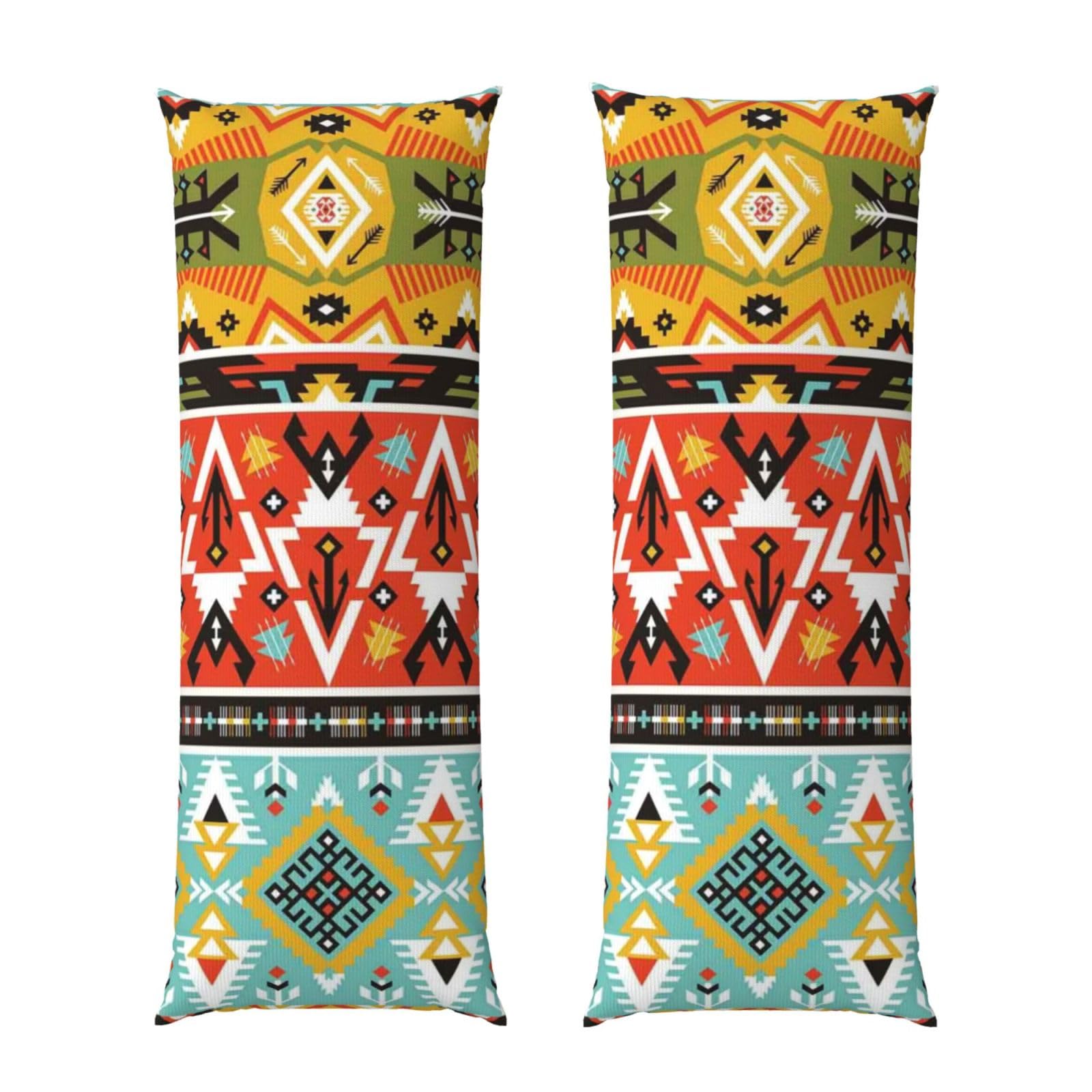 Taie d'oreiller longue plumes bohèmes 50x152 cm anti-glissement avec zip