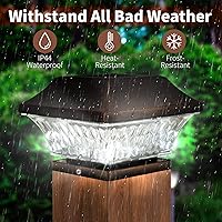 Vista 2 de SUNWIND Luces solares para postes al aire libre, 4 x 4 LED, iluminación solar de jardín, cubierta de cubierta, tapa de cerca, poste de madera, cobre