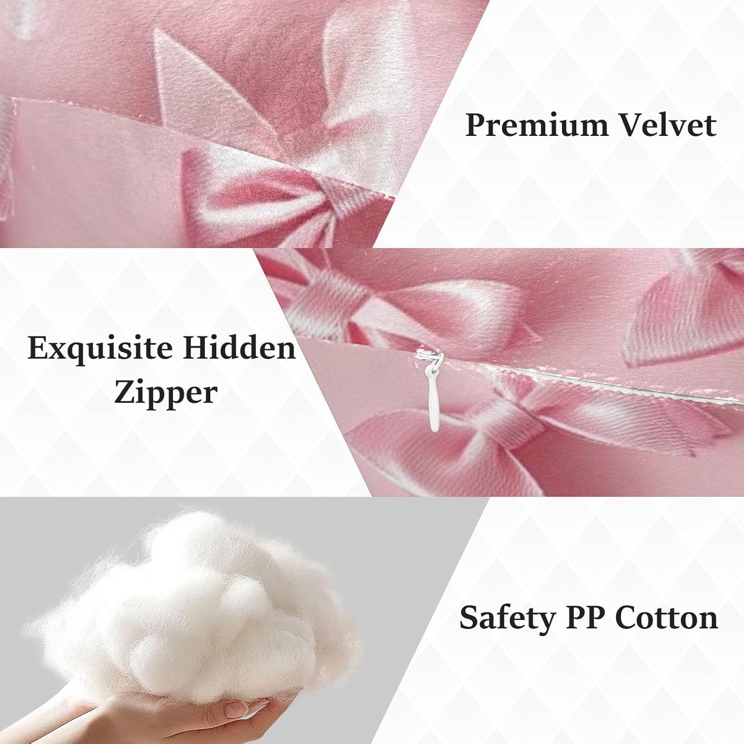 Ribbon Bows Human-Shaped Pillow Soft Body Pillows Washable Velvet Pillows for Anxiety Relief Sleeping Cuddling & Support