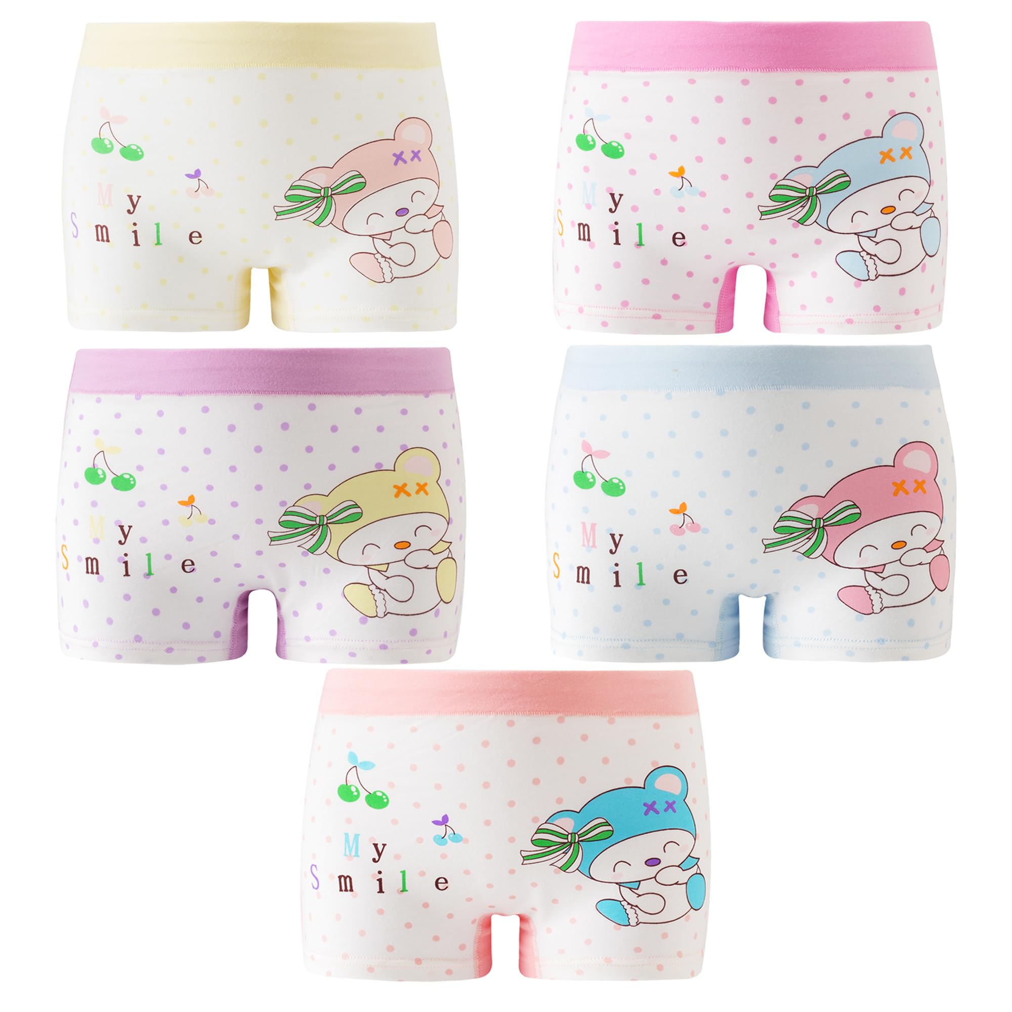 Girls Cotton Underwear Soft Boy Shorts Kids Boxer Briefs Panties(Pack of 5)