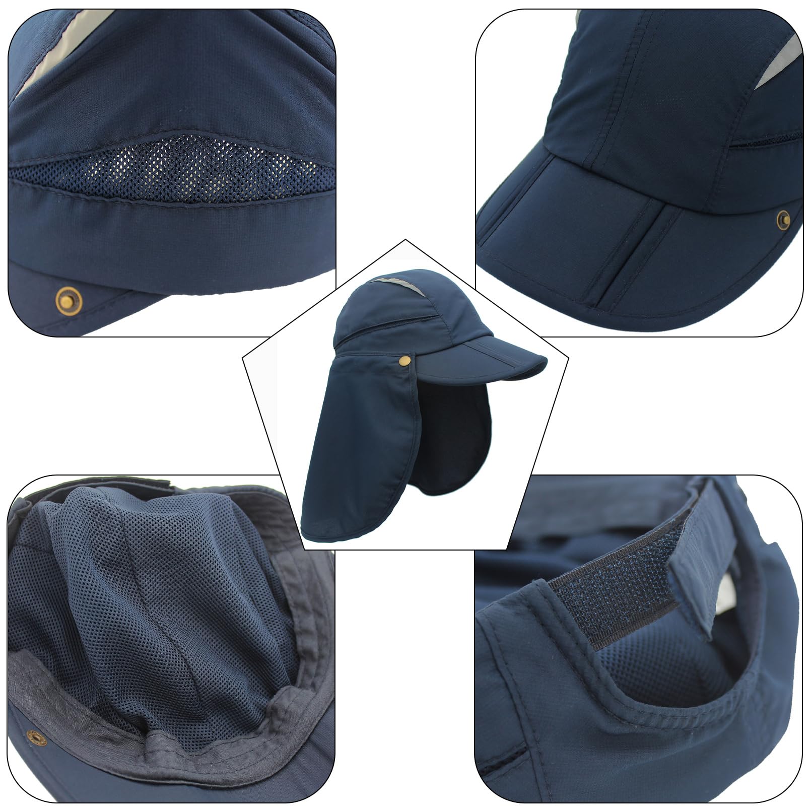 Sombrero con protección para el cuello, desmontable, multiusos, para verano, protección solar, transpirable, de secado rápido, protección UV