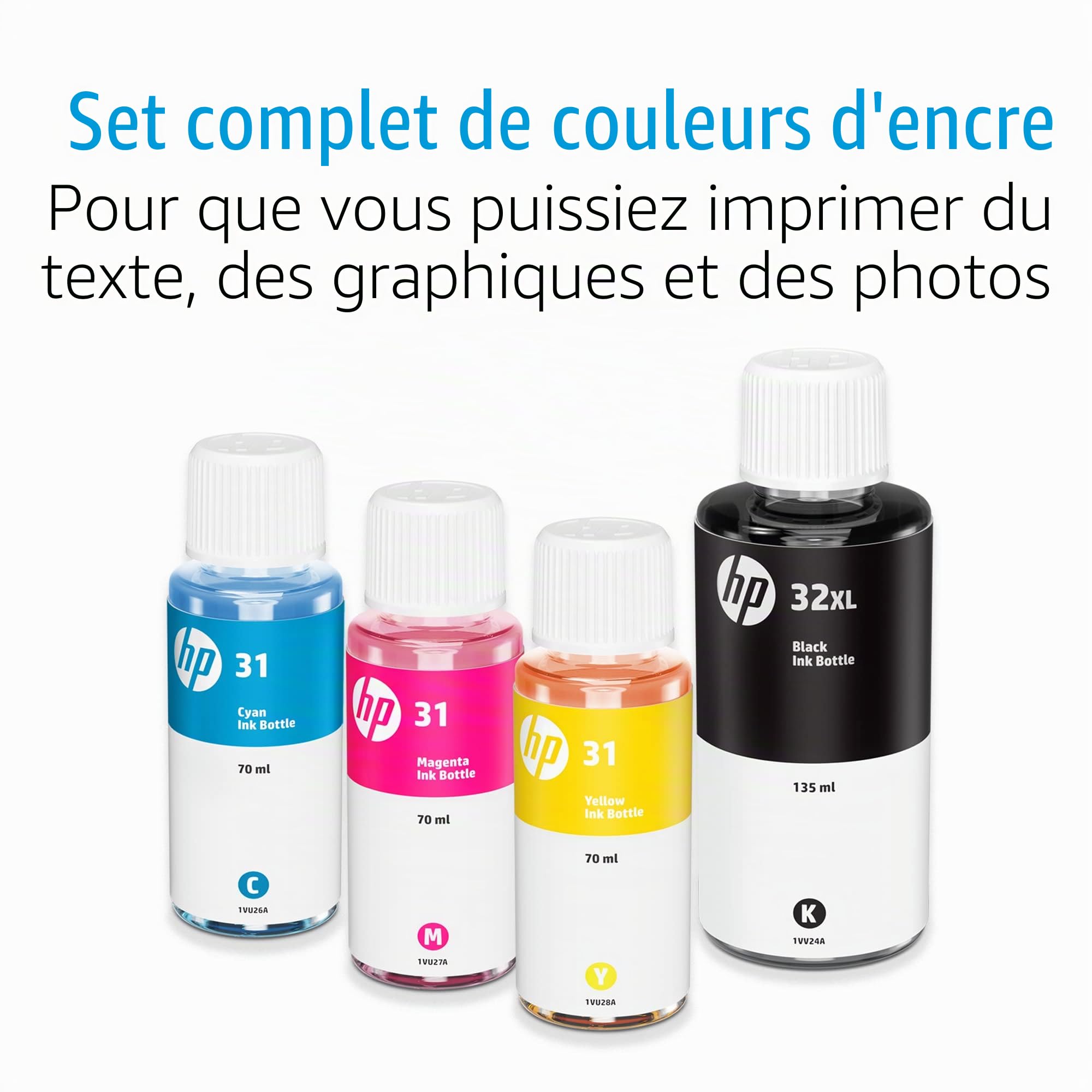 HP 32XL Black & 31 Cyan Magenta Yellow Ink Bottle Bundle Pack