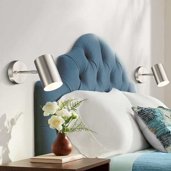 360 Lighting Carla Modern Wall Lamps Set of 2 Brushed Nickel Silver