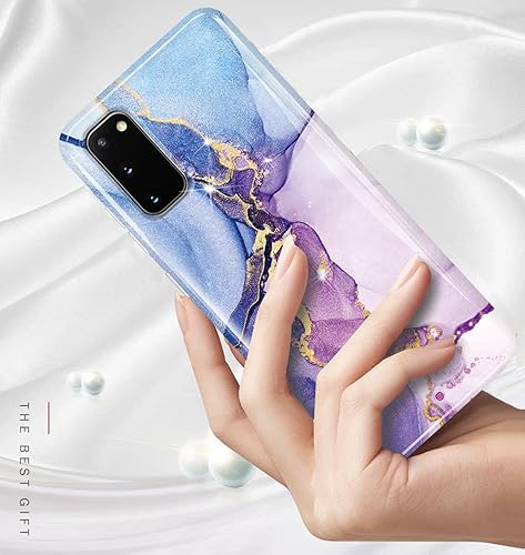 Miniatura 3 de luolnh Funda para Samsung Galaxy S20, funda para Samsung S20 para niñas y mujeres, diseño de mármol brillante con purpurina dorada, a prueba de