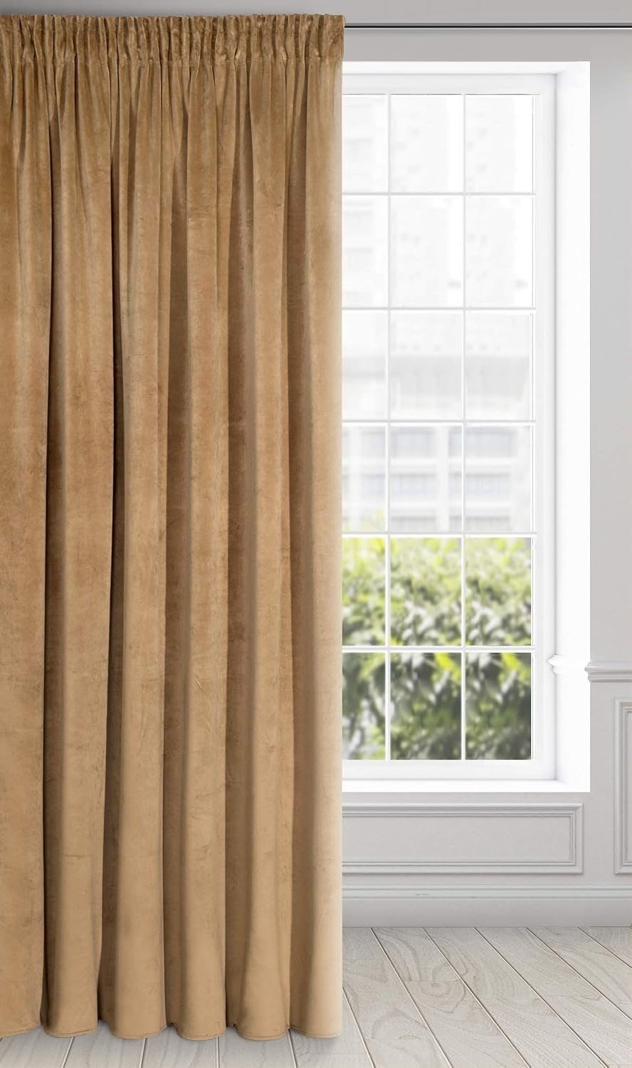 Eurofirany Soft Plain Opaque Velvet Curtain with Rufflette Tape For Rail, 1 Unit