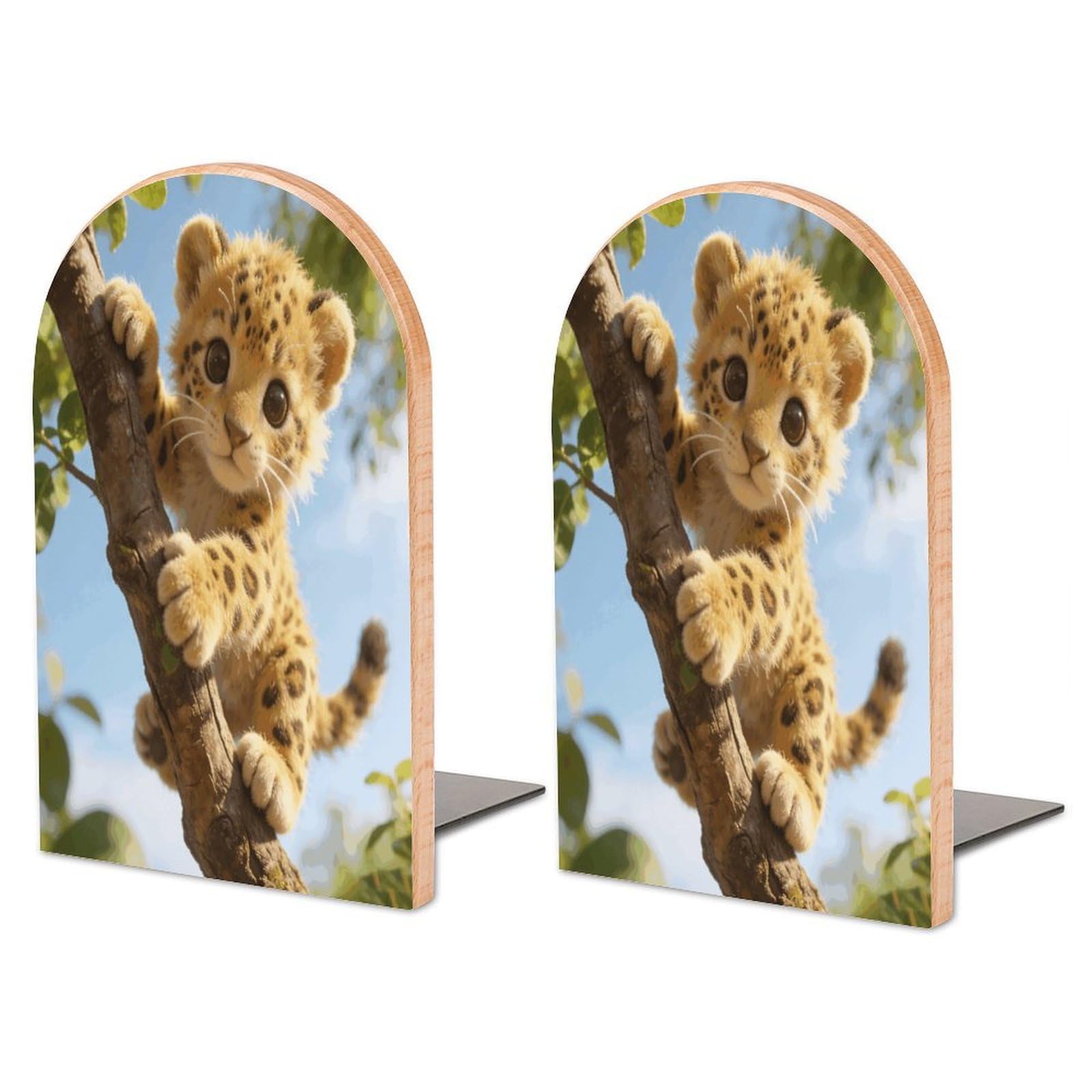 Sujetalibros de leopardo decorativos para estantes del salón u oficina